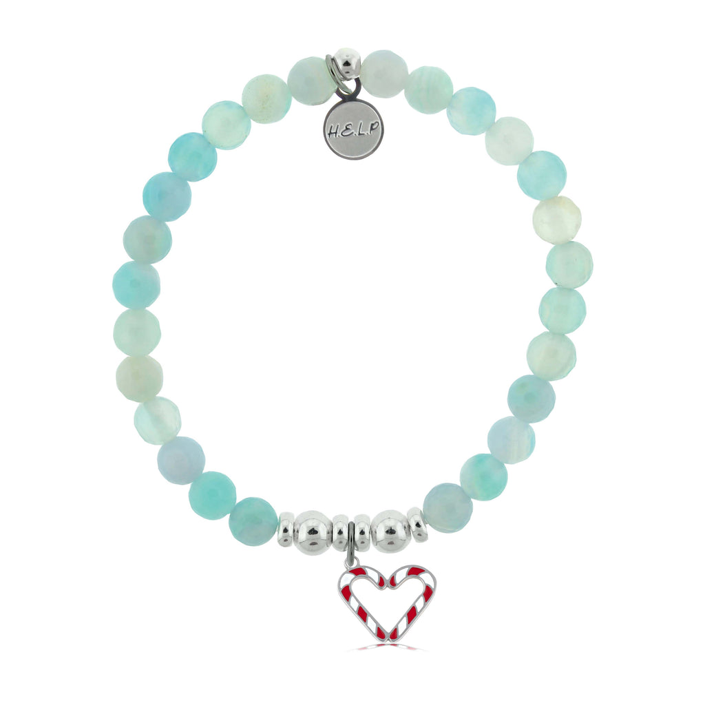 HELP by TJ Candy Cane Charm with Light Blue Agate Charity Bracelet