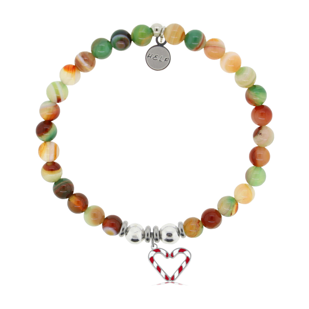 HELP by TJ Candy Cane Charm with Multi Agate Charity Bracelet