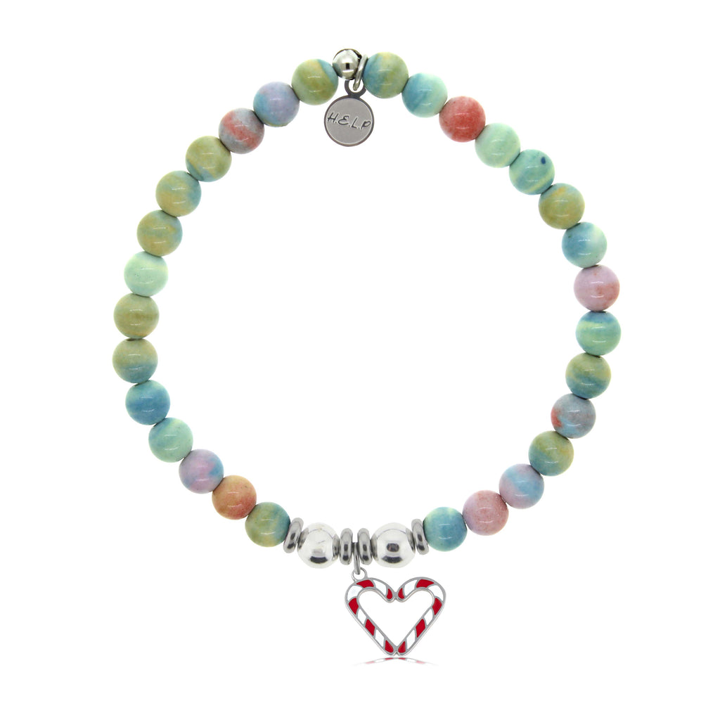 HELP by TJ Candy Cane Charm with Pastel Jade Charity Bracelet