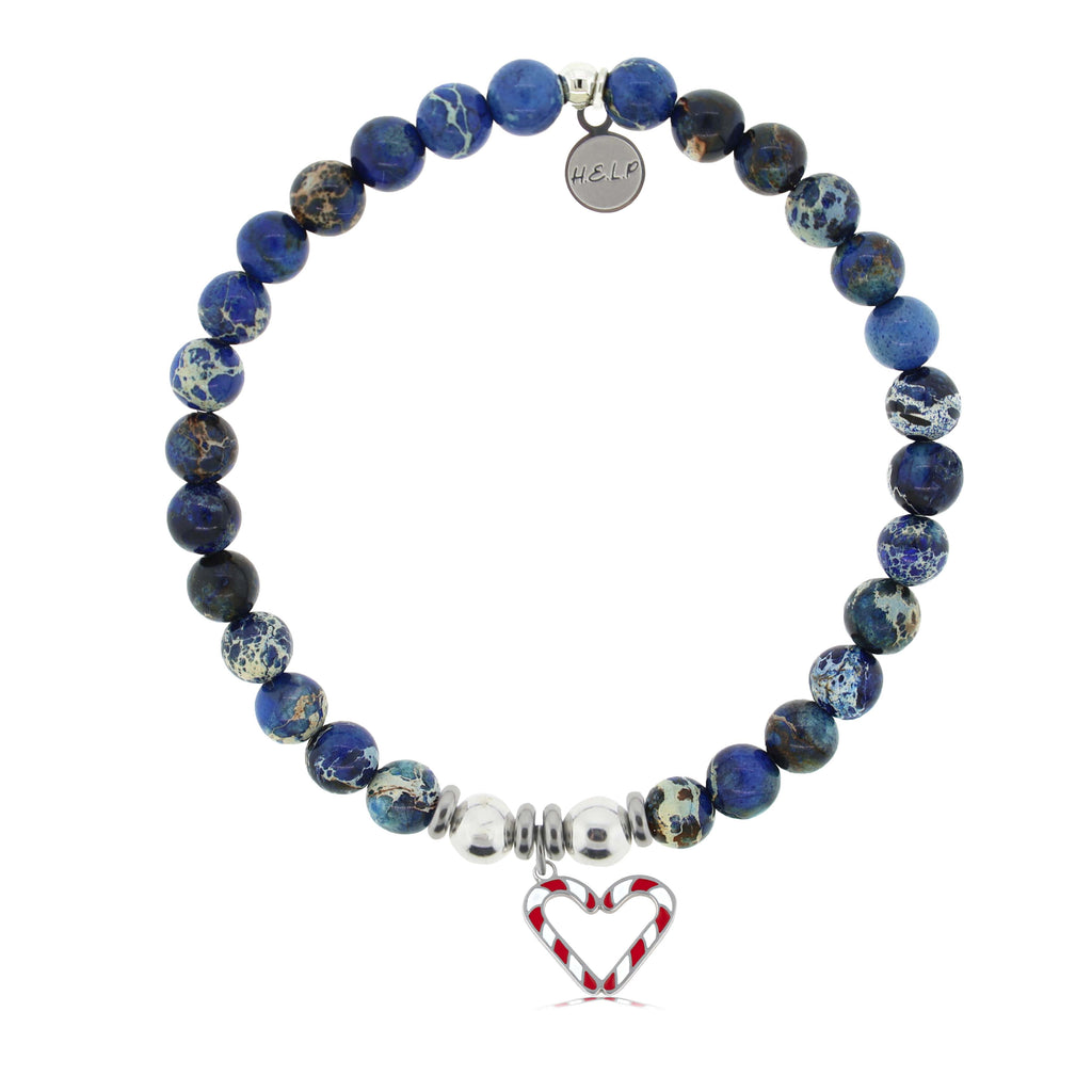 HELP by TJ Candy Cane Charm with Royal Blue Jasper Charity Bracelet
