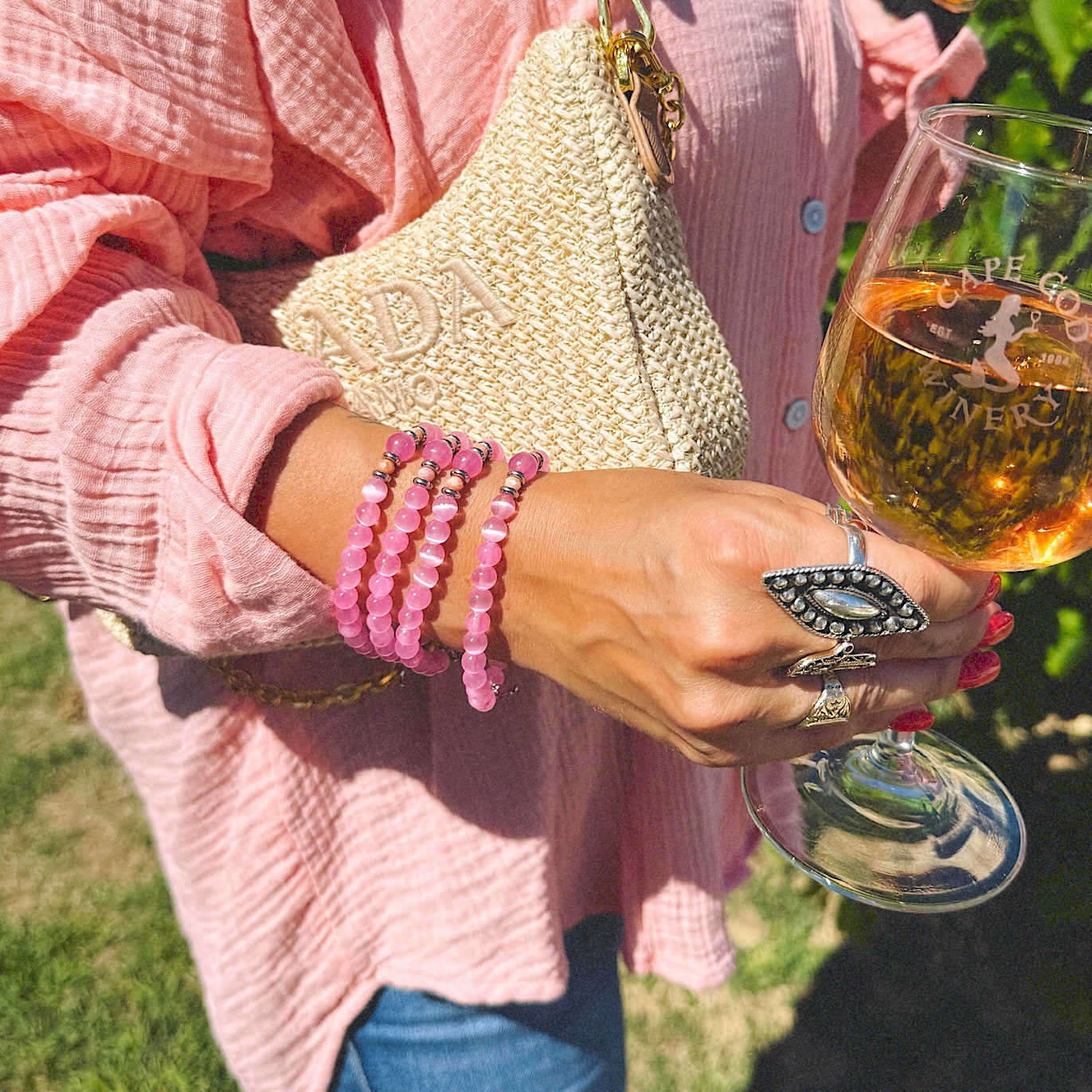 HELP by TJ Capeology x H.E.L.P. Ray of Hope Pink Selenite Stacker Charity Bracelet