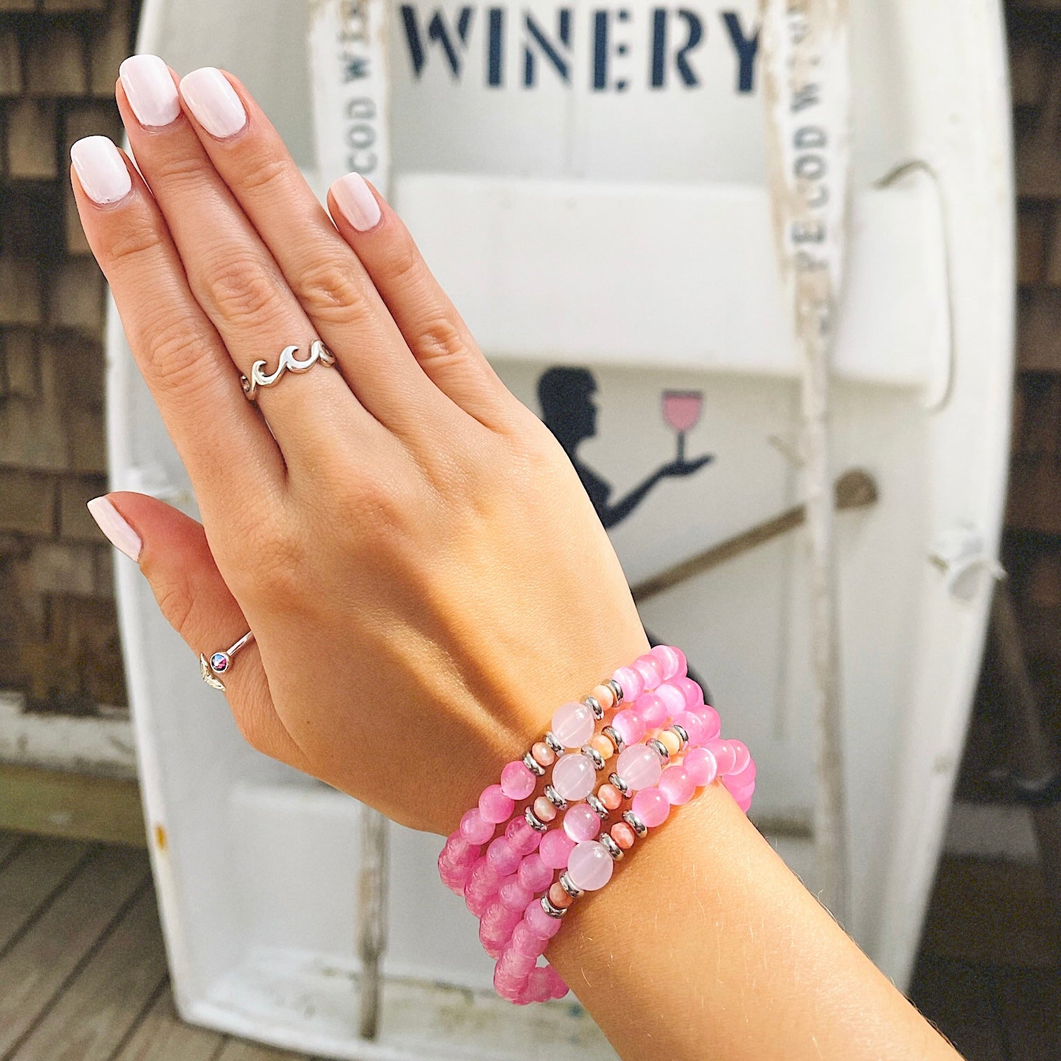 Capeology x H.E.L.P. Ray of Hope Pink Selenite Stacker Charity