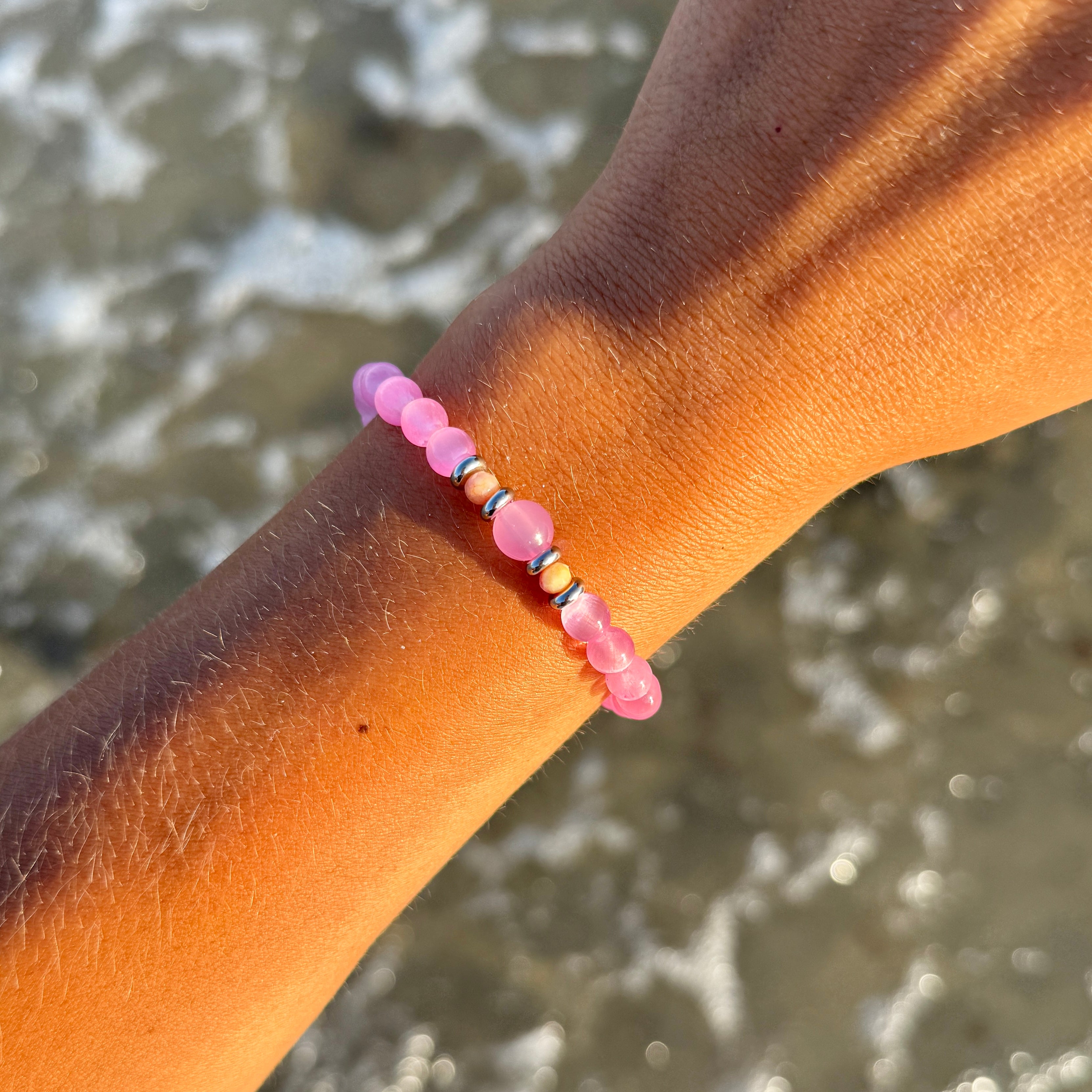 HELP by TJ Capeology x H.E.L.P. Ray of Hope Pink Selenite Stacker Charity Bracelet