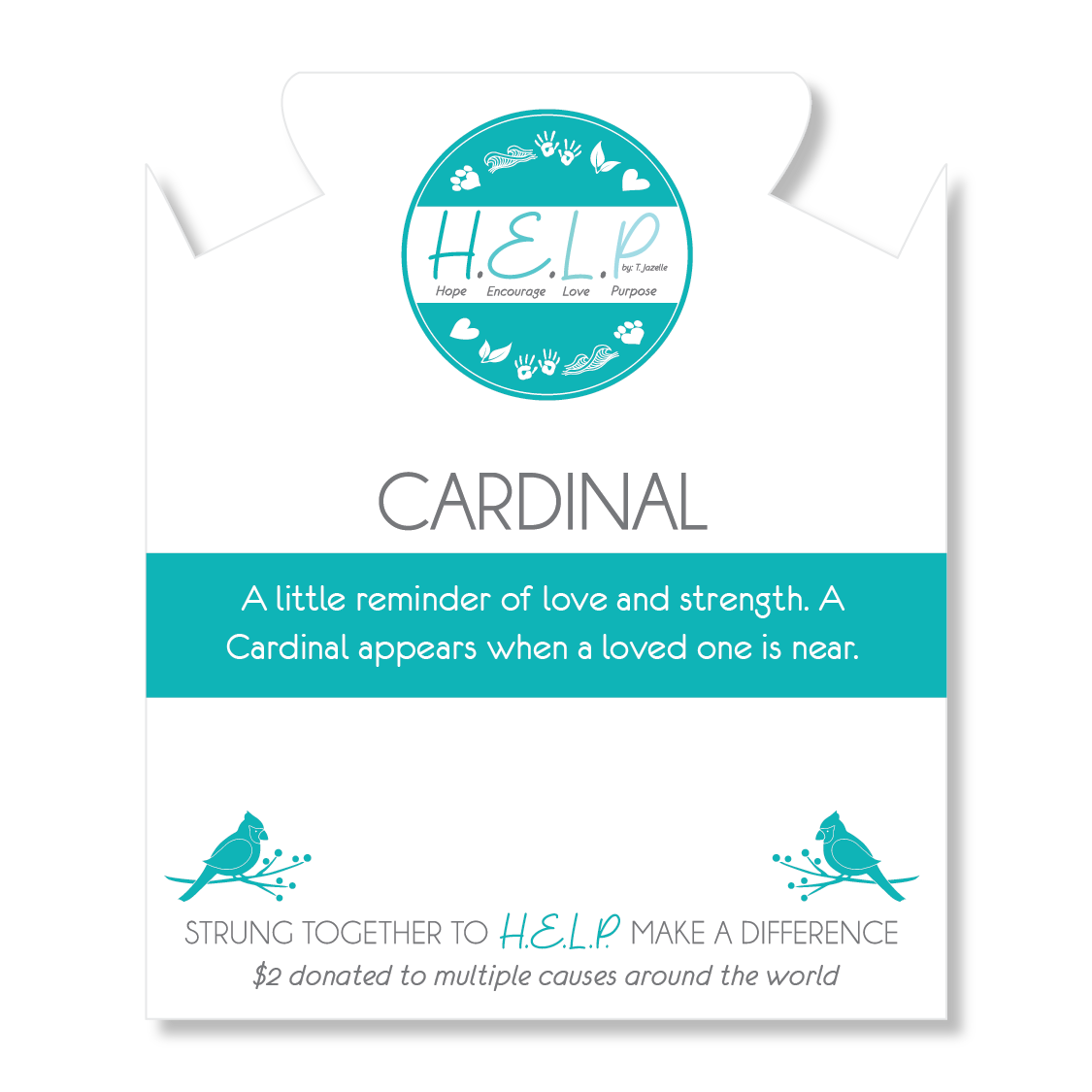 HELP by TJ Cardinal Charm with Aqua Cats Eye Charity Bracelet