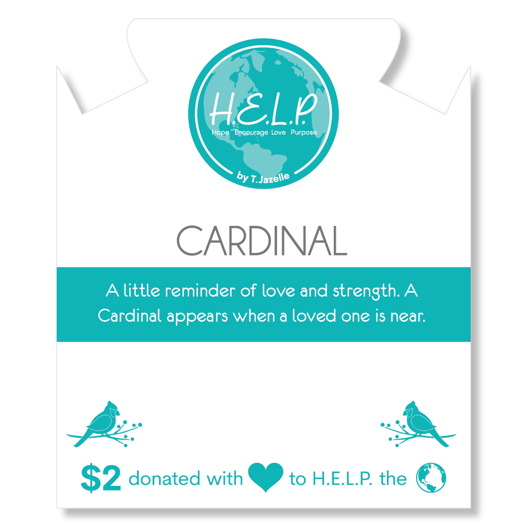 HELP by TJ Cardinal Charm with Blue Amazonite Charity Bracelet