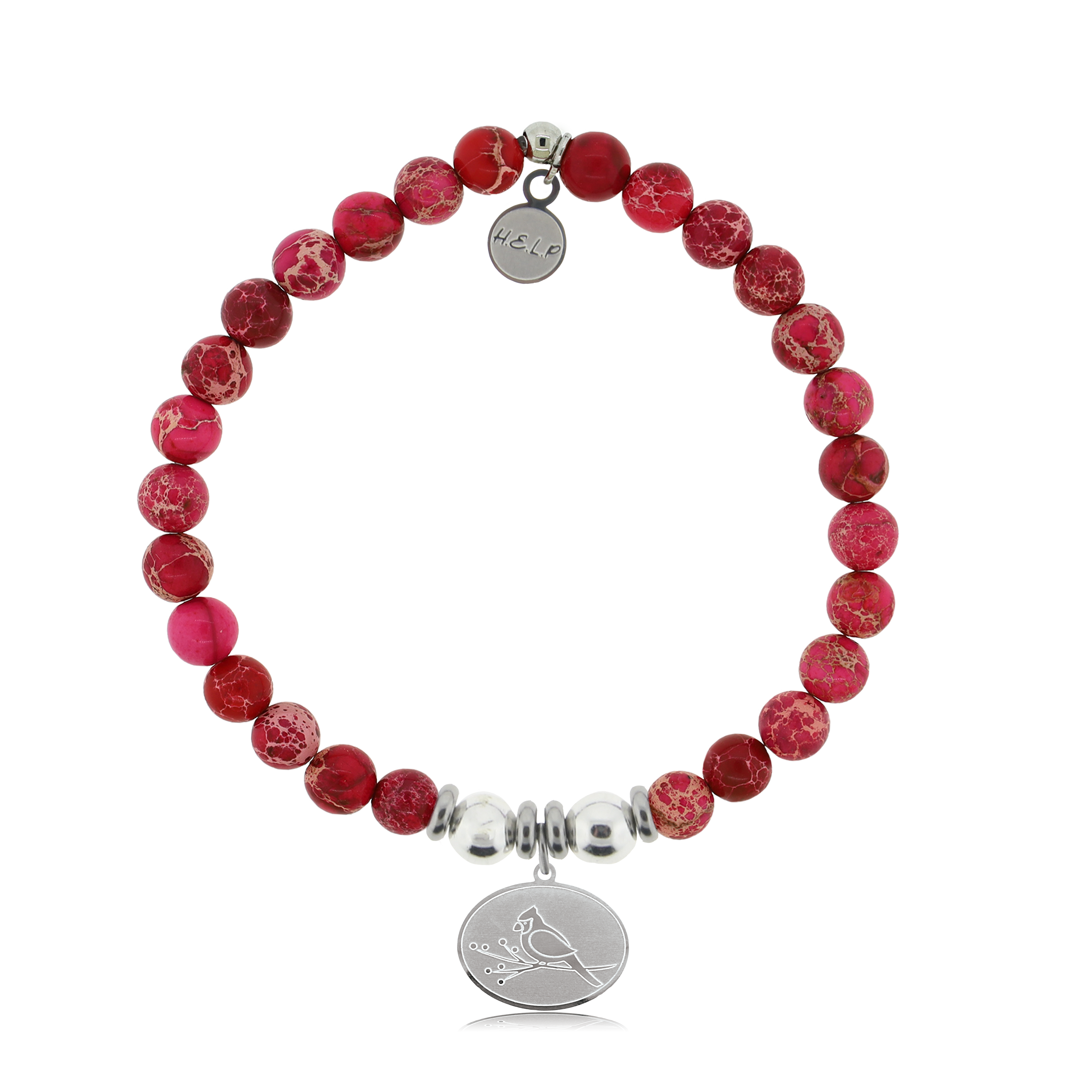 HELP by TJ Cardinal Charm with Cranberry Jasper Charity Bracelet