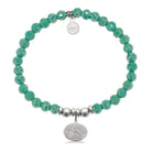 HELP by TJ Cardinal Charm with Green Crystal Charity Bracelet