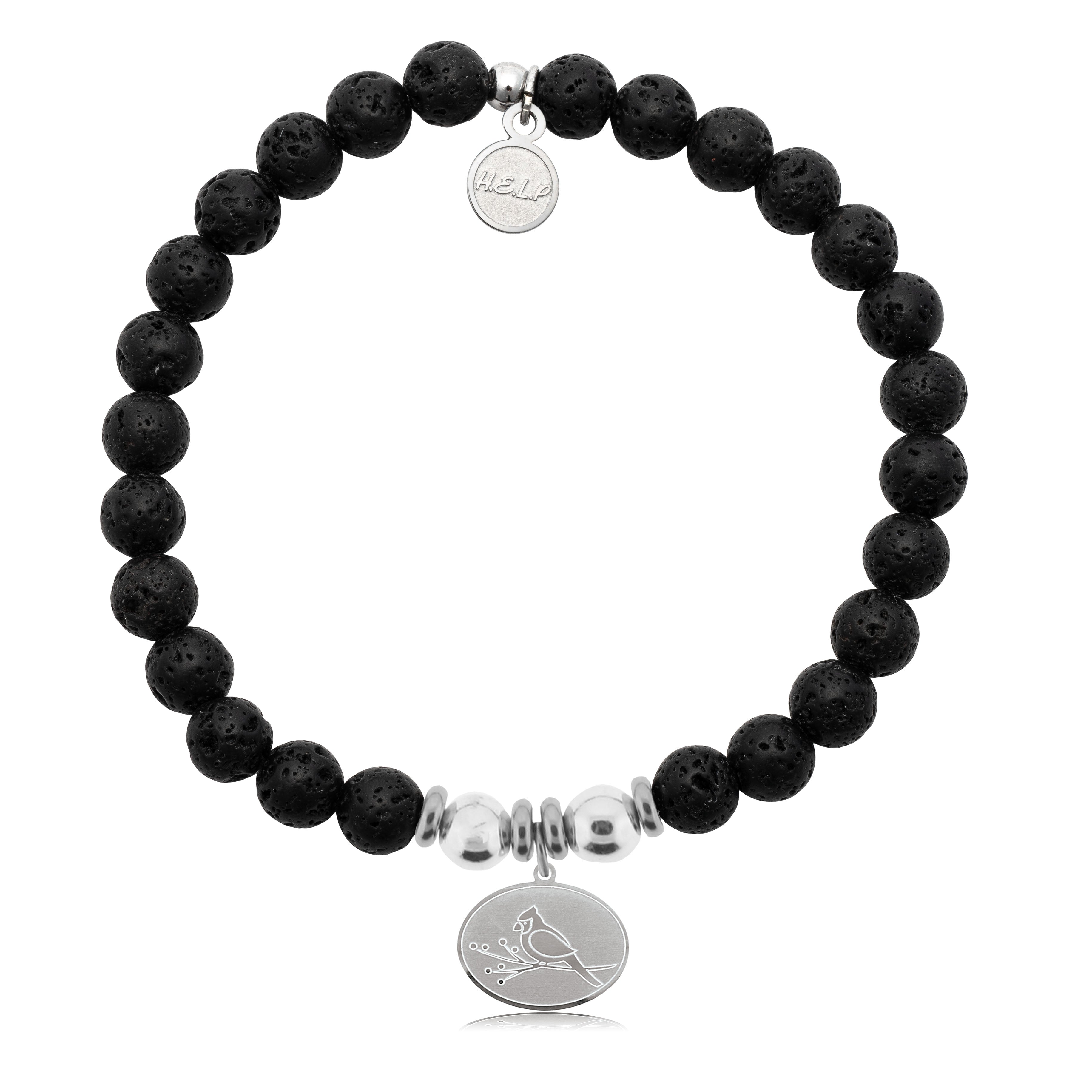 HELP by TJ Cardinal Charm with Lava Rock Charity Bracelet