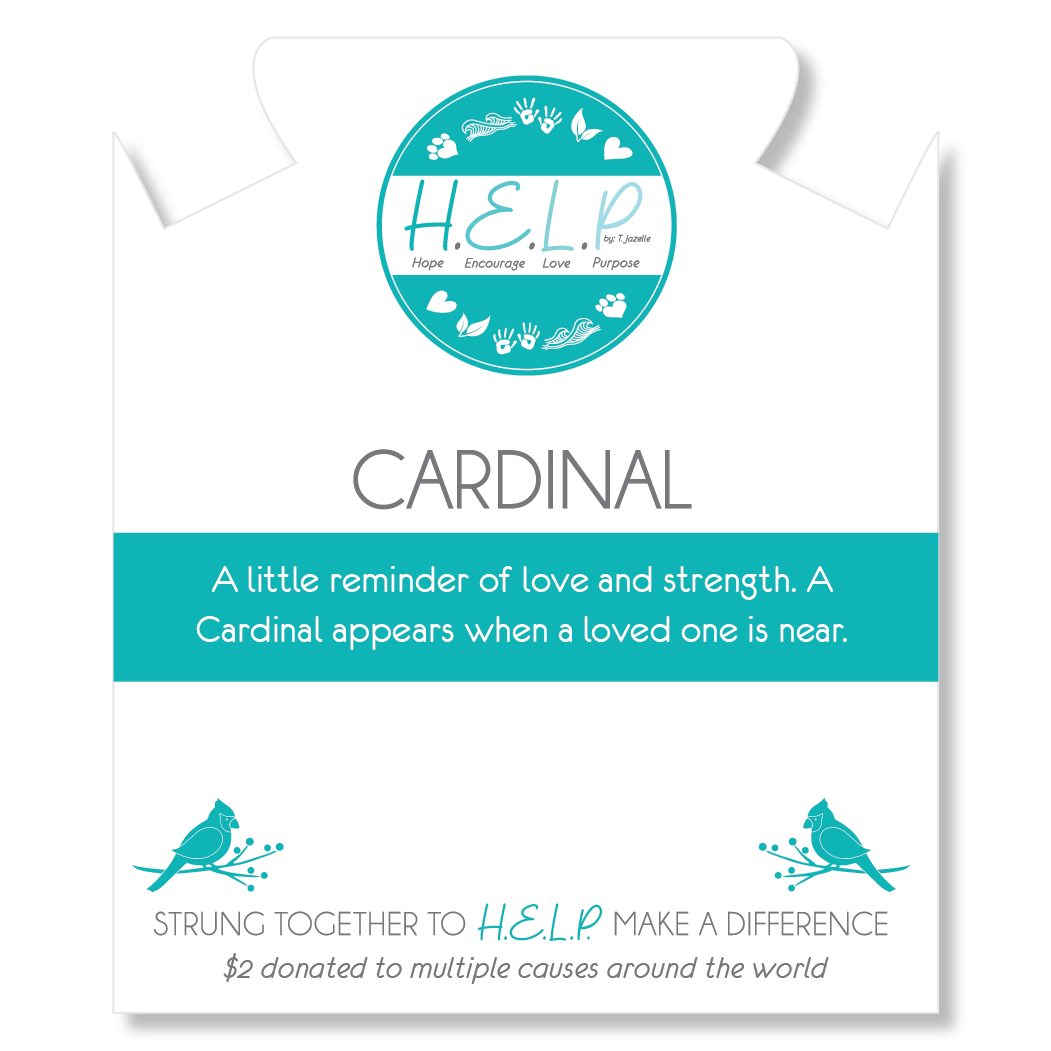HELP by TJ Cardinal Charm with Mountain Blue Jade Charity Bracelet