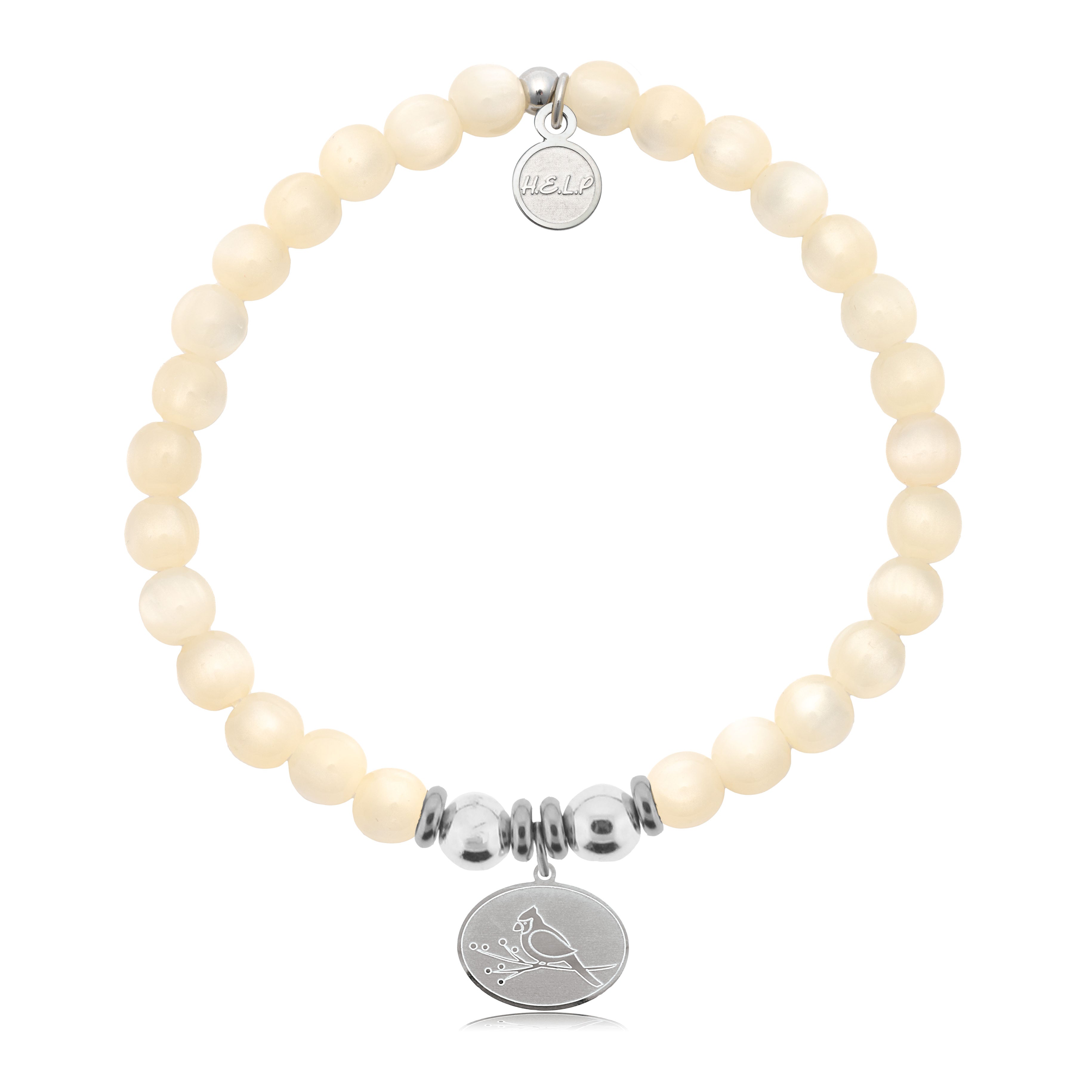 HELP by TJ Cardinal Charm with Natural Selenite Charity Bracelet