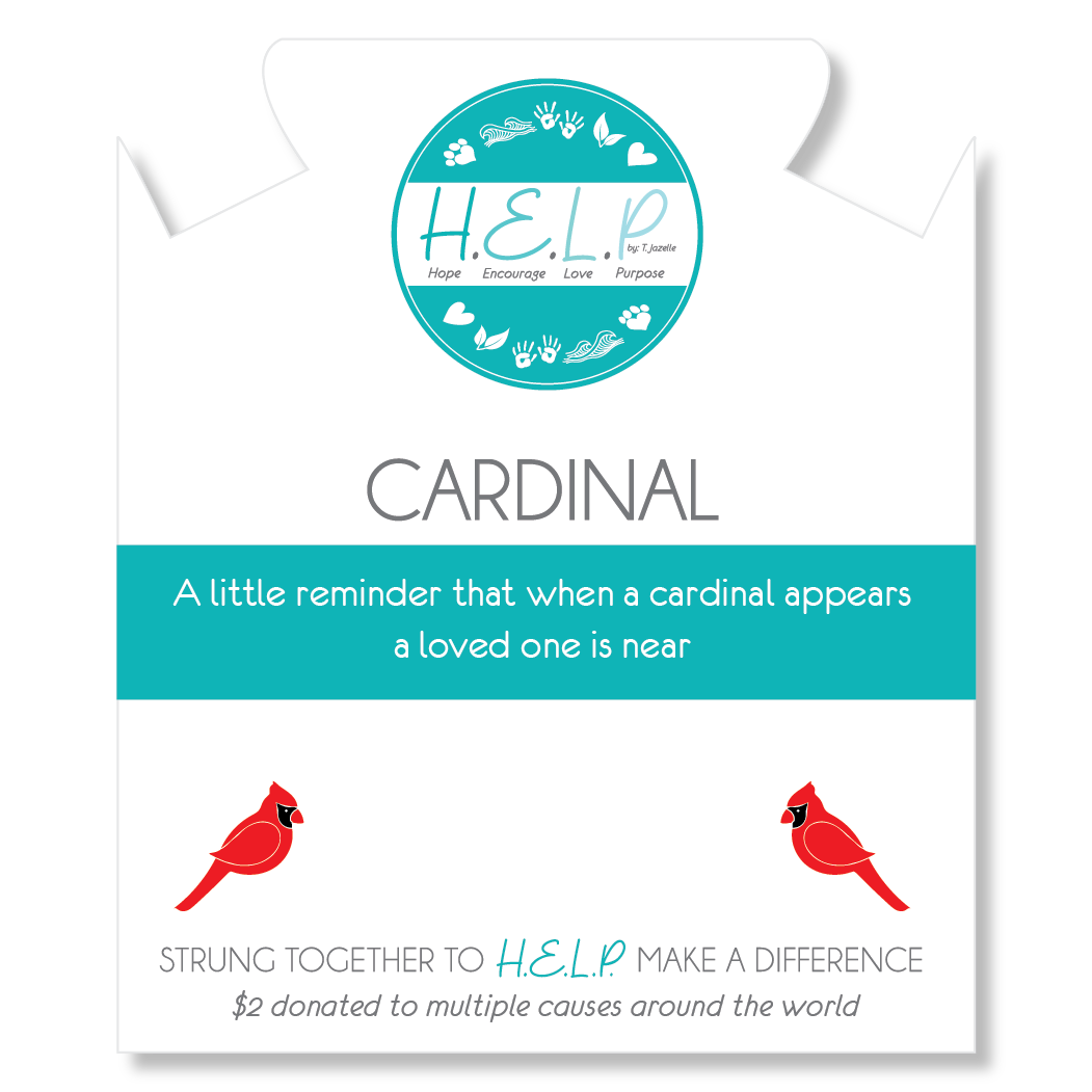 HELP by TJ Cardinal Enamel Charm with Aqua Cats Eye Charity Bracelet