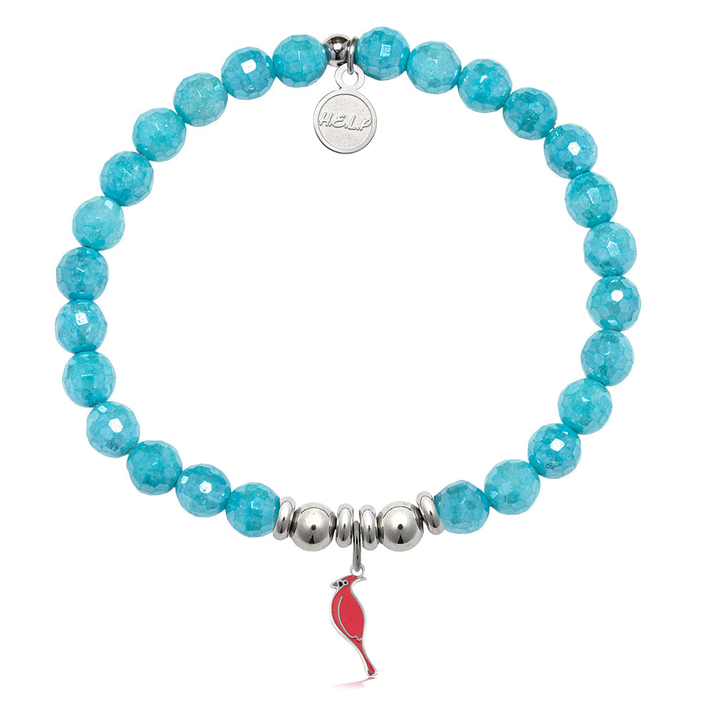 HELP by TJ Cardinal Enamel Charm with Blue Amazonite Charity Bracelet