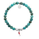 HELP by TJ Cardinal Enamel Charm with Blue Opal Jade Charity Bracelet