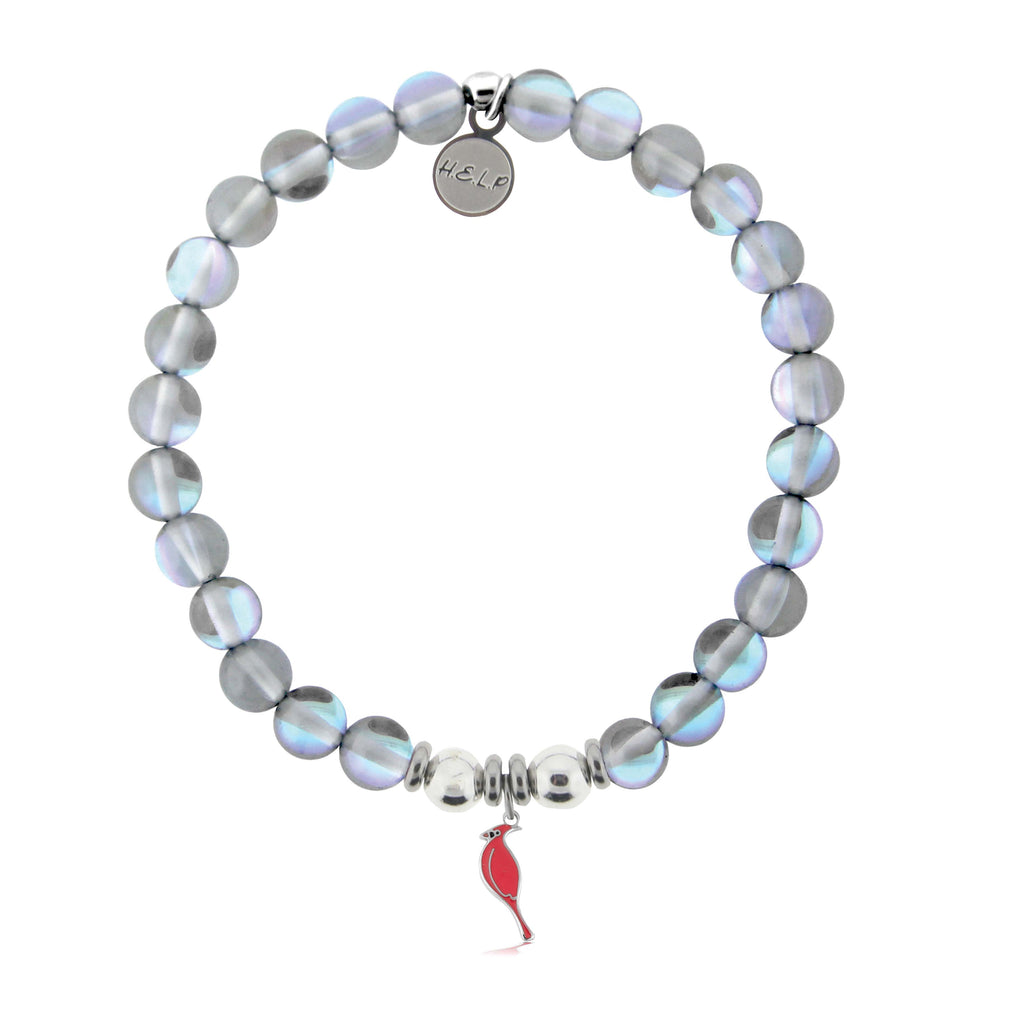 HELP by TJ Cardinal Enamel Charm with Grey Opalescent Charity Bracelet