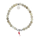 HELP by TJ Cardinal Enamel Charm with Grey Stripe Agate Charity Bracelet