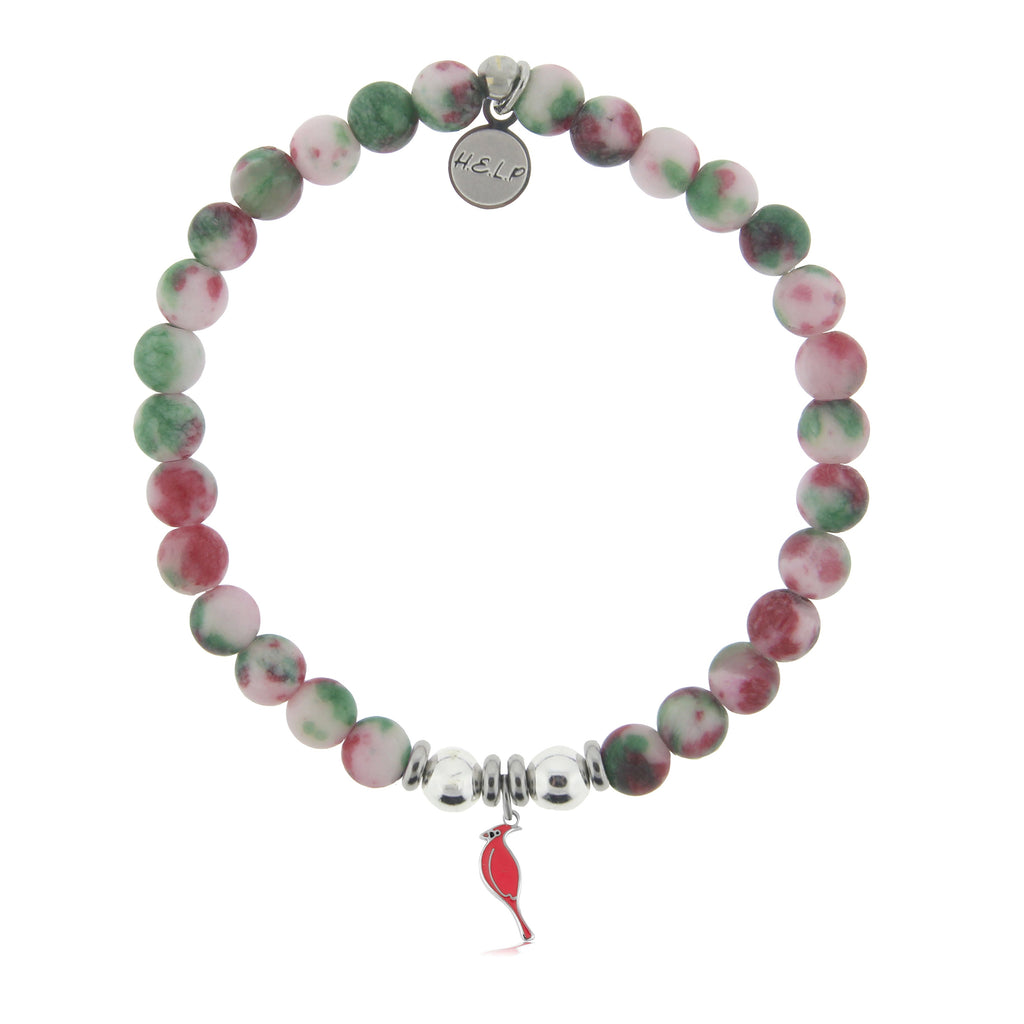 HELP by TJ Cardinal Enamel Charm with Holiday Jade Charity Bracelet