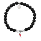 HELP by TJ Cardinal Enamel Charm with Lava Rock Charity Bracelet