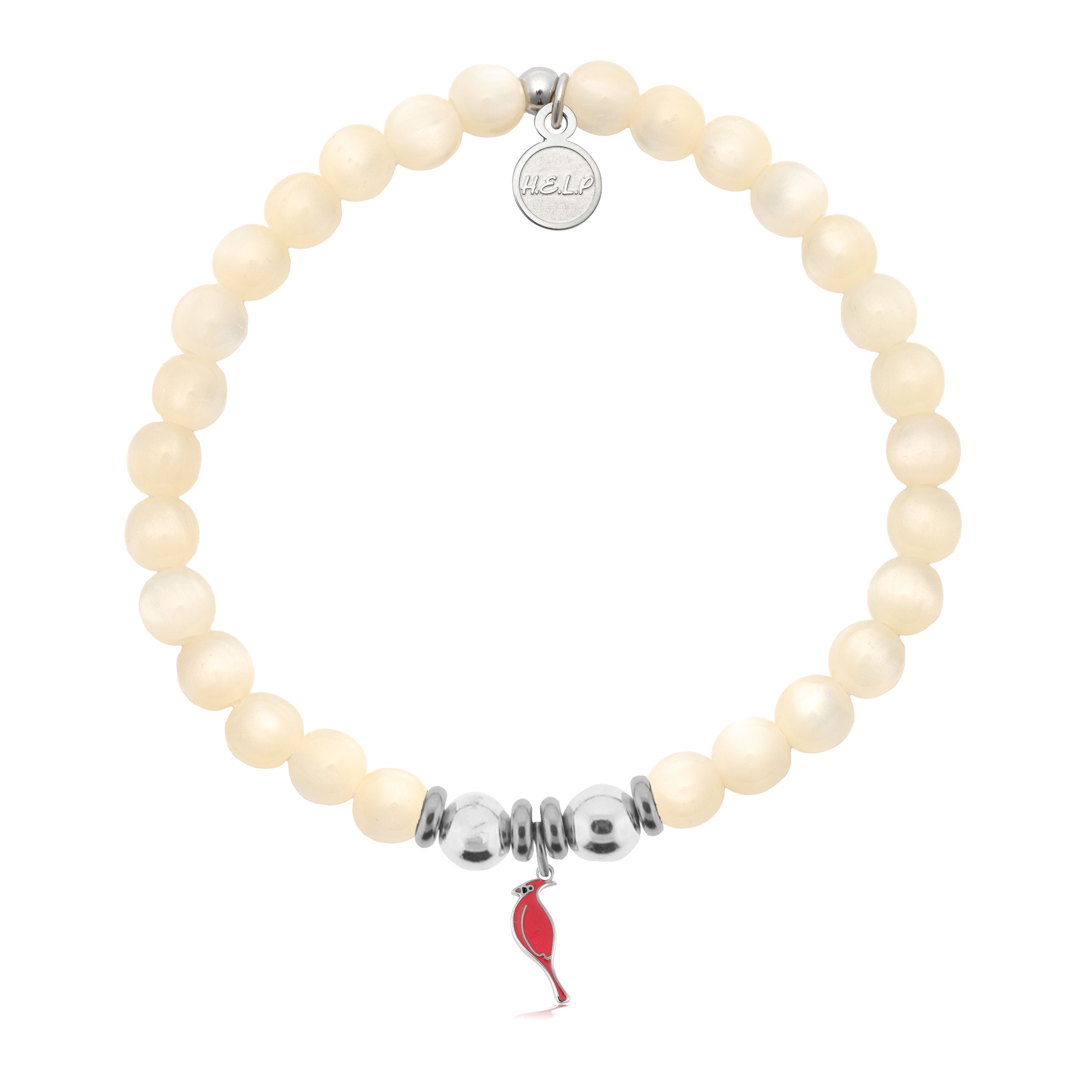 HELP by TJ Cardinal Enamel Charm with Natural Selenite Charity Bracelet