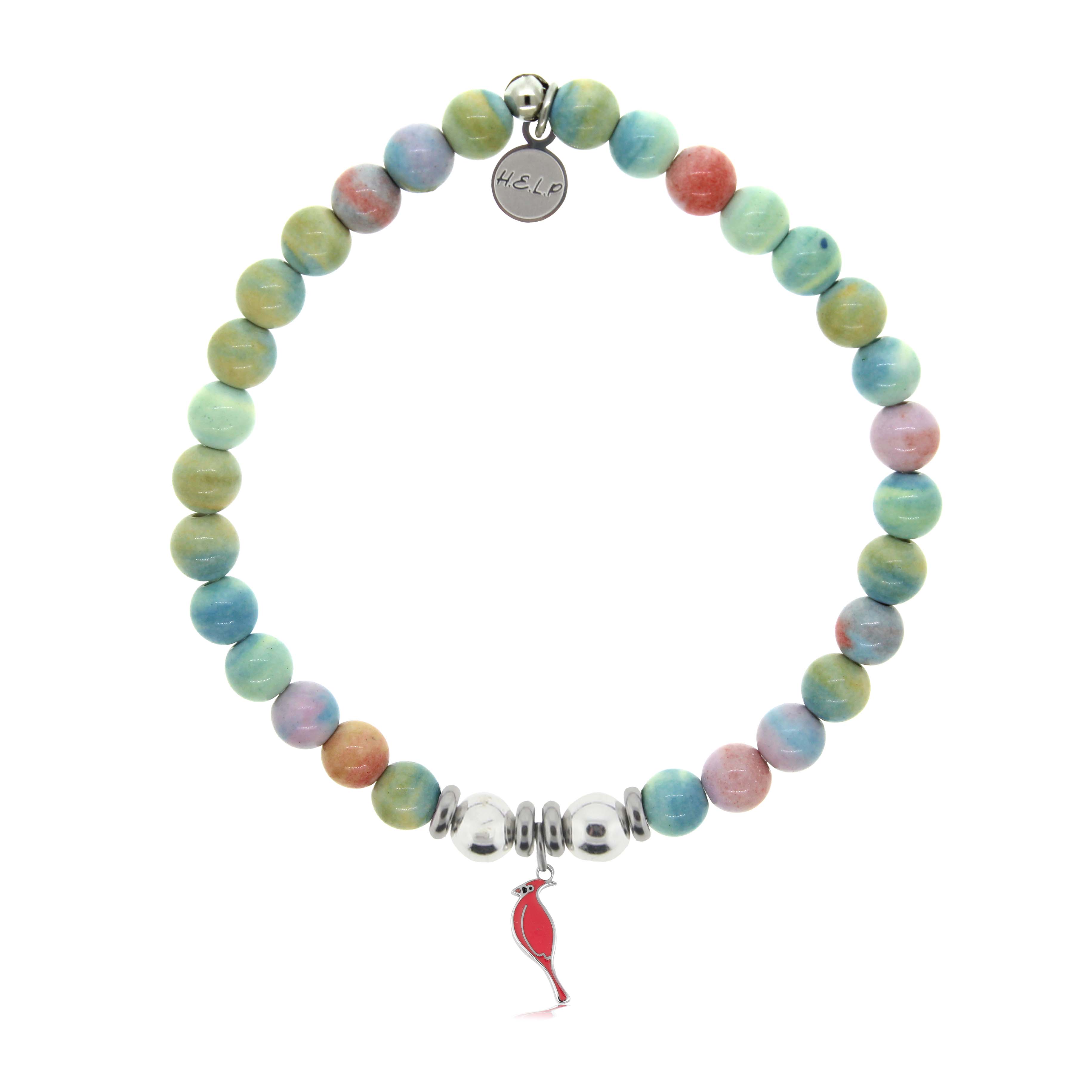 HELP by TJ Cardinal Enamel Charm with Pastel Jade Charity Bracelet