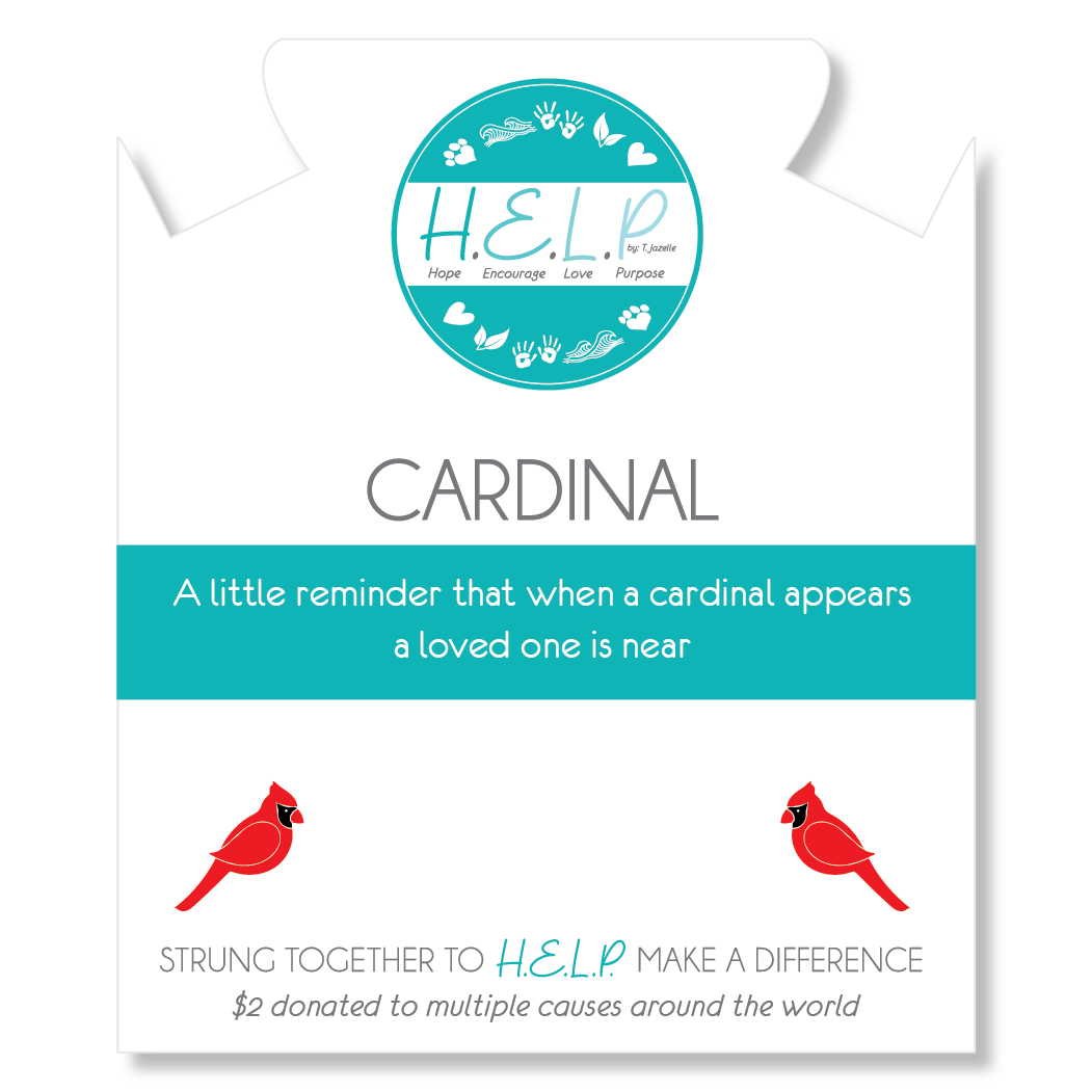 HELP by TJ Cardinal Enamel Charm with Pink Cats Eye Charity Bracelet