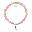 HELP by TJ Cardinal Enamel Charm with Pink Jade Charity Bracelet