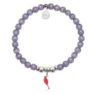 HELP by TJ Cardinal Enamel Charm with Purple Cats Eye Charity Bracelet