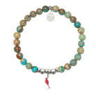 HELP by TJ Cardinal Enamel Charm with Turquoise Jasper Charity Bracelet