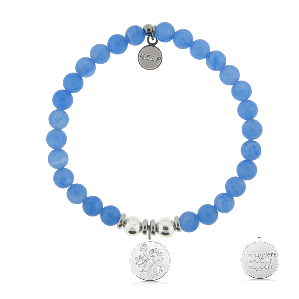 HELP by TJ Caregiver Charm with Azure Blue Jade Charity Bracelet