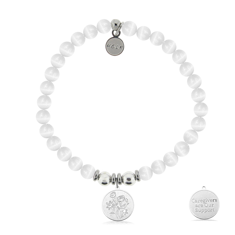 HELP by TJ Caregiver Charm with White Cats Eye Charity Bracelet