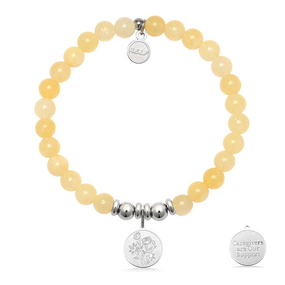 HELP by TJ Caregiver Charm with Yellow Jade Charity Bracelet