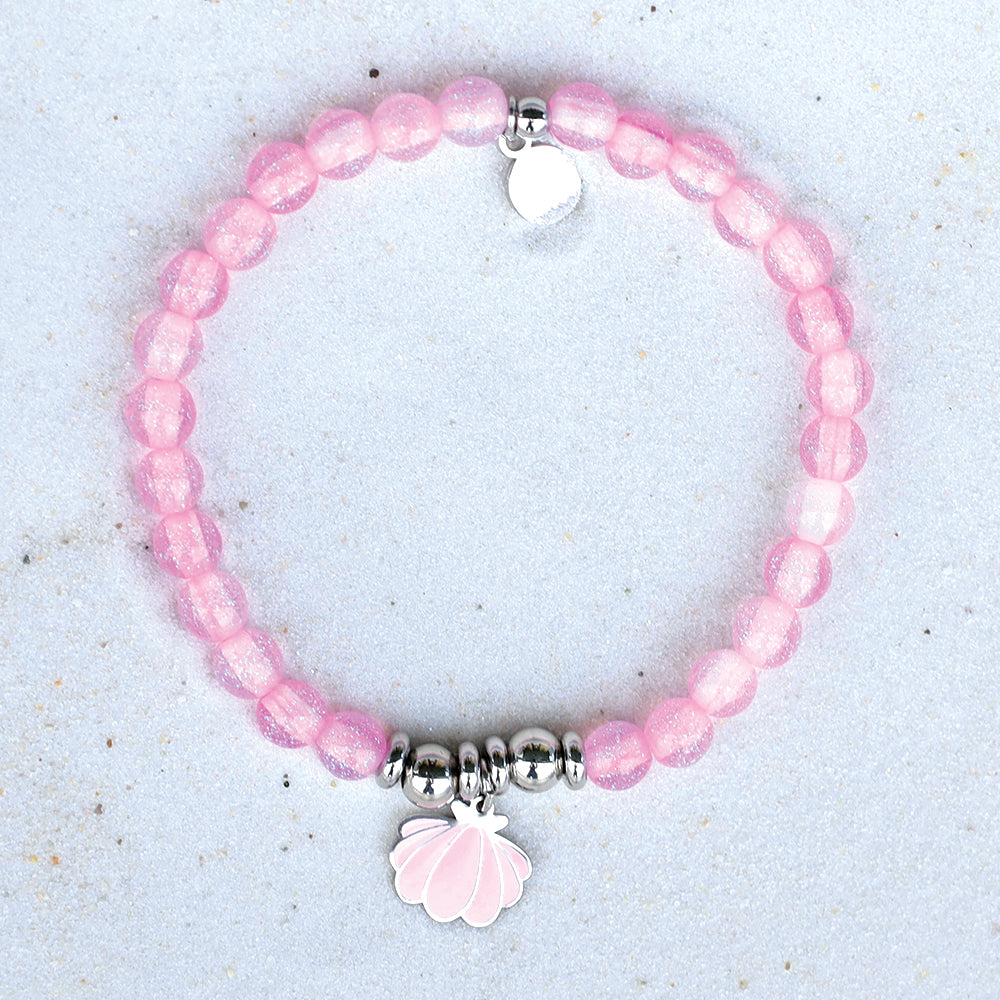 HELP by TJ Caroline x H.E.L.P. Seashell Charm with Pink Glass Shimmer Charity Bracelet