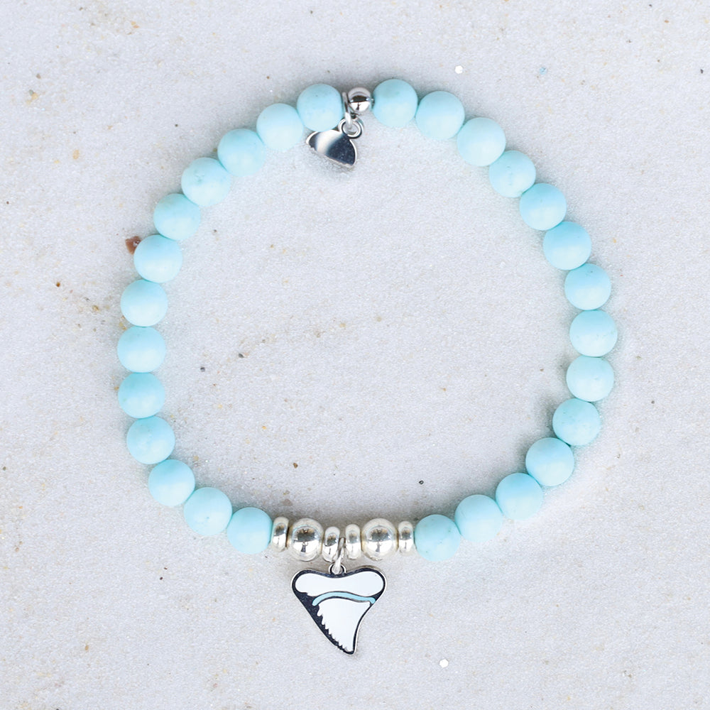 HELP by TJ Caroline x H.E.L.P. Shark Tooth Charm with Larimar Magnesite Charity Bracelet