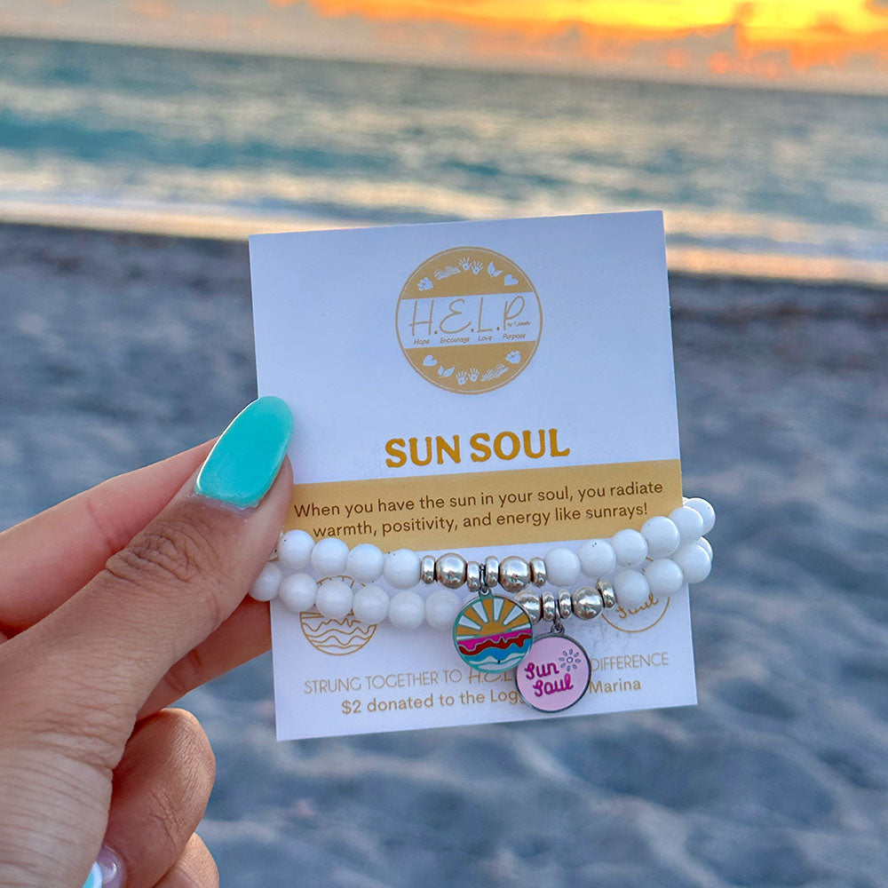 HELP by TJ Caroline x H.E.L.P. Sun Soul Charm with White Jade Charity Bracelet