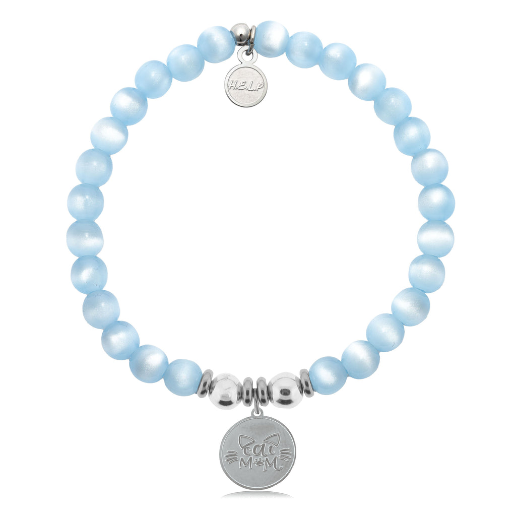 HELP by TJ Cat Mom Charm with Blue Selenite Charity Bracelet