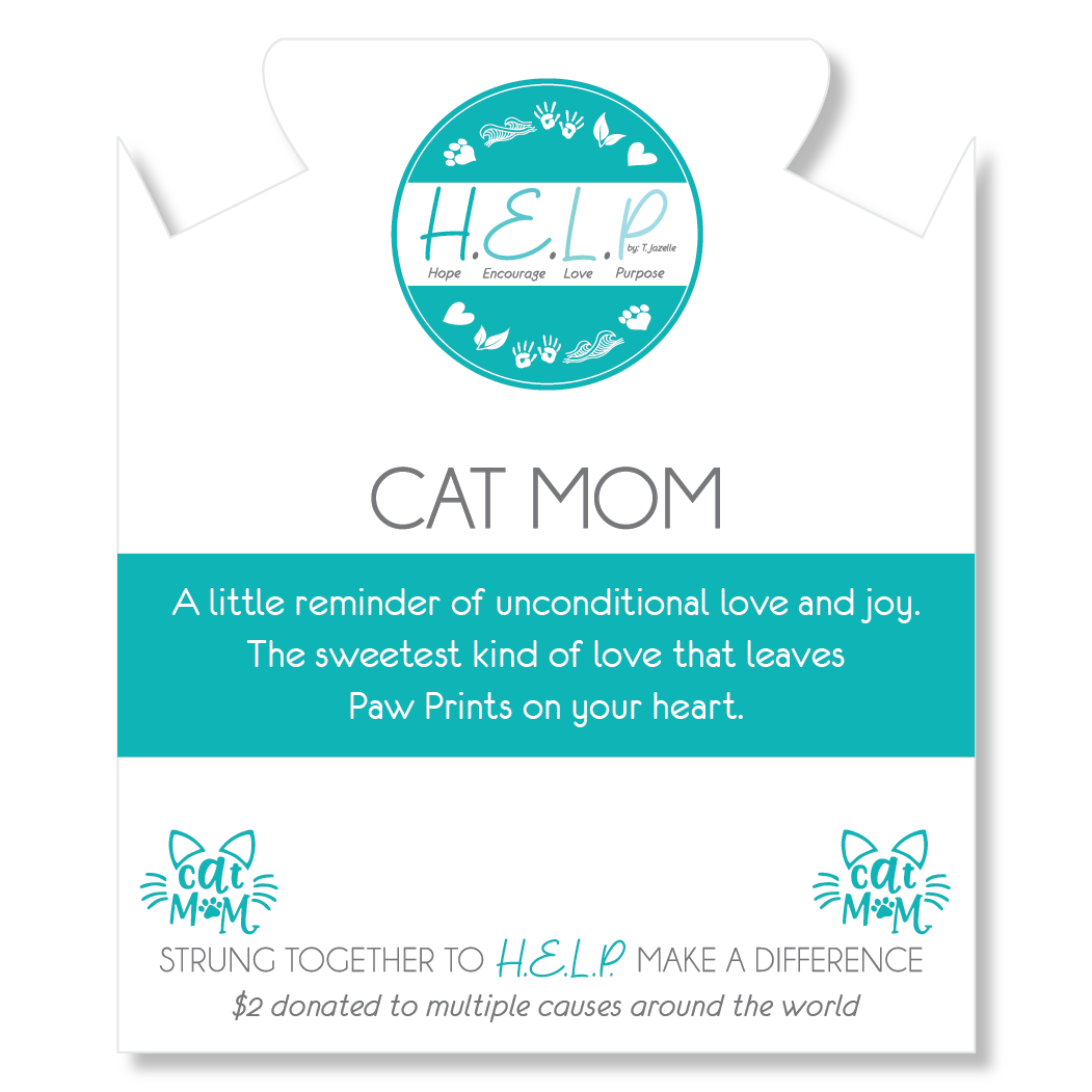 HELP by TJ Cat Mom Charm with Blue Selenite Charity Bracelet