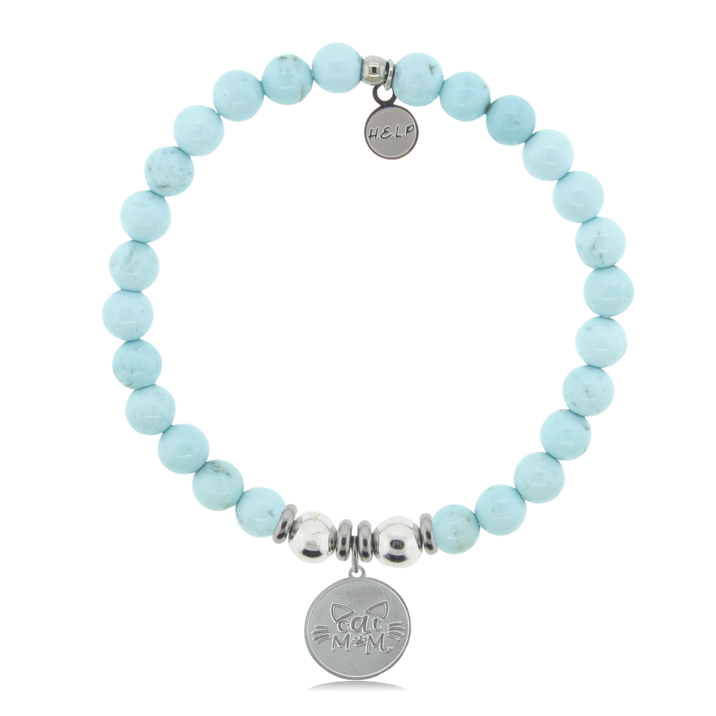 HELP by TJ Cat Mom Charm with Larimar Magnesite Charity Bracelet