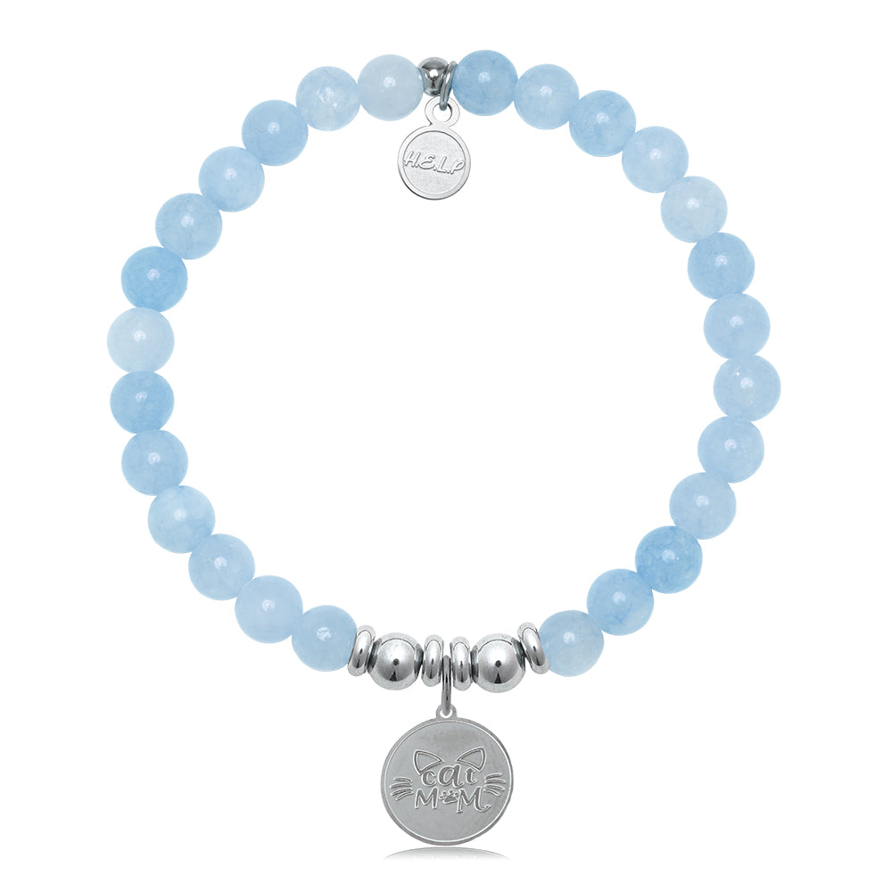 HELP by TJ Cat Mom Charm with Light Blue Quartz Charity Bracelet