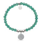HELP by TJ Cat Mom Enamel Charm with Green Crystal Charity Bracelet