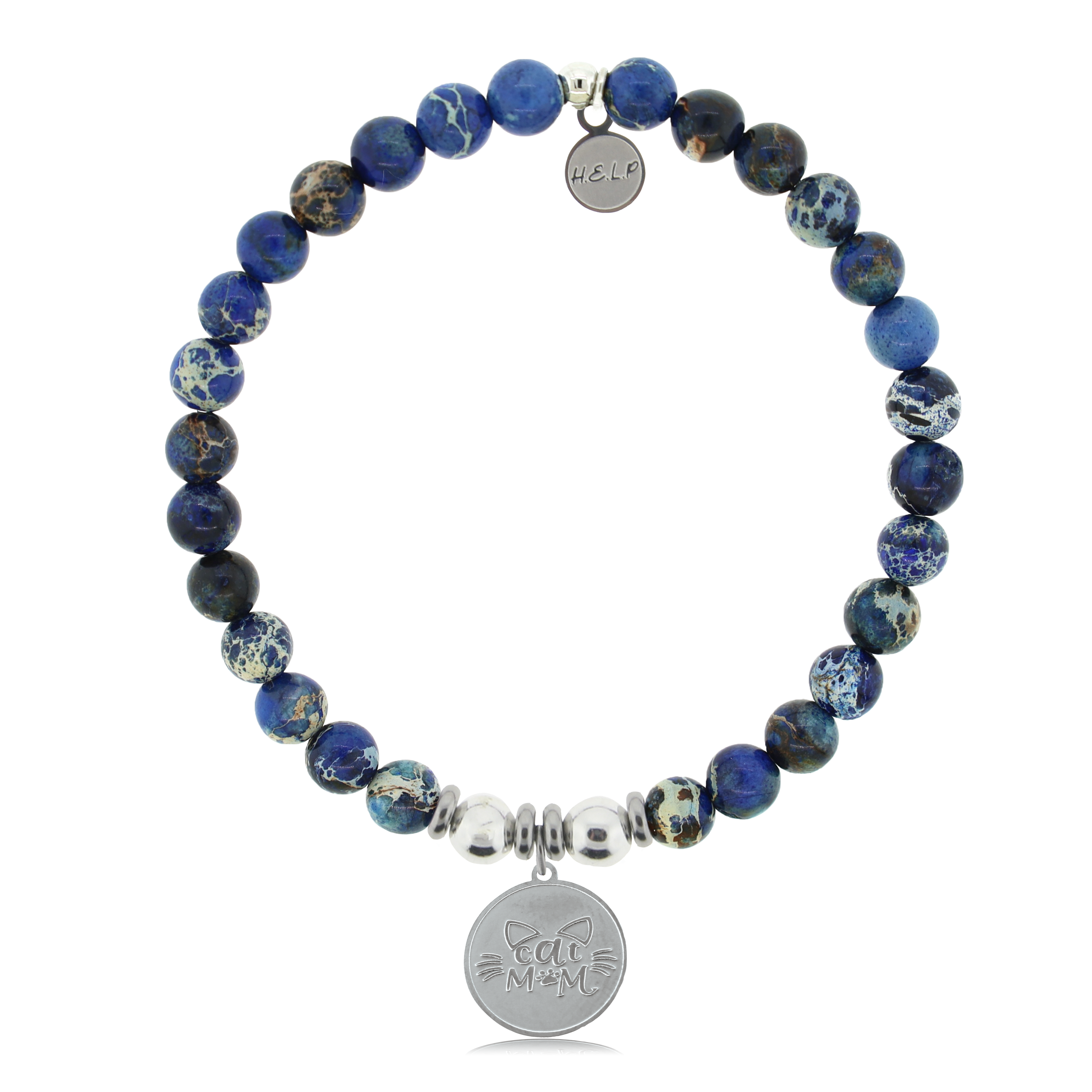 HELP by TJ Cat Mom with Royal Blue Jasper Charity Bracelet