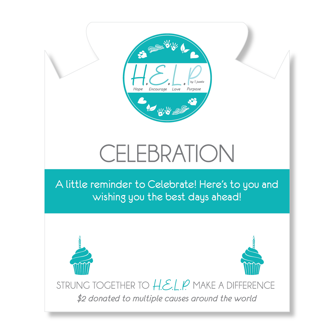 HELP by TJ Celebration Charm with Aqua Cats Eye Charity Bracelet