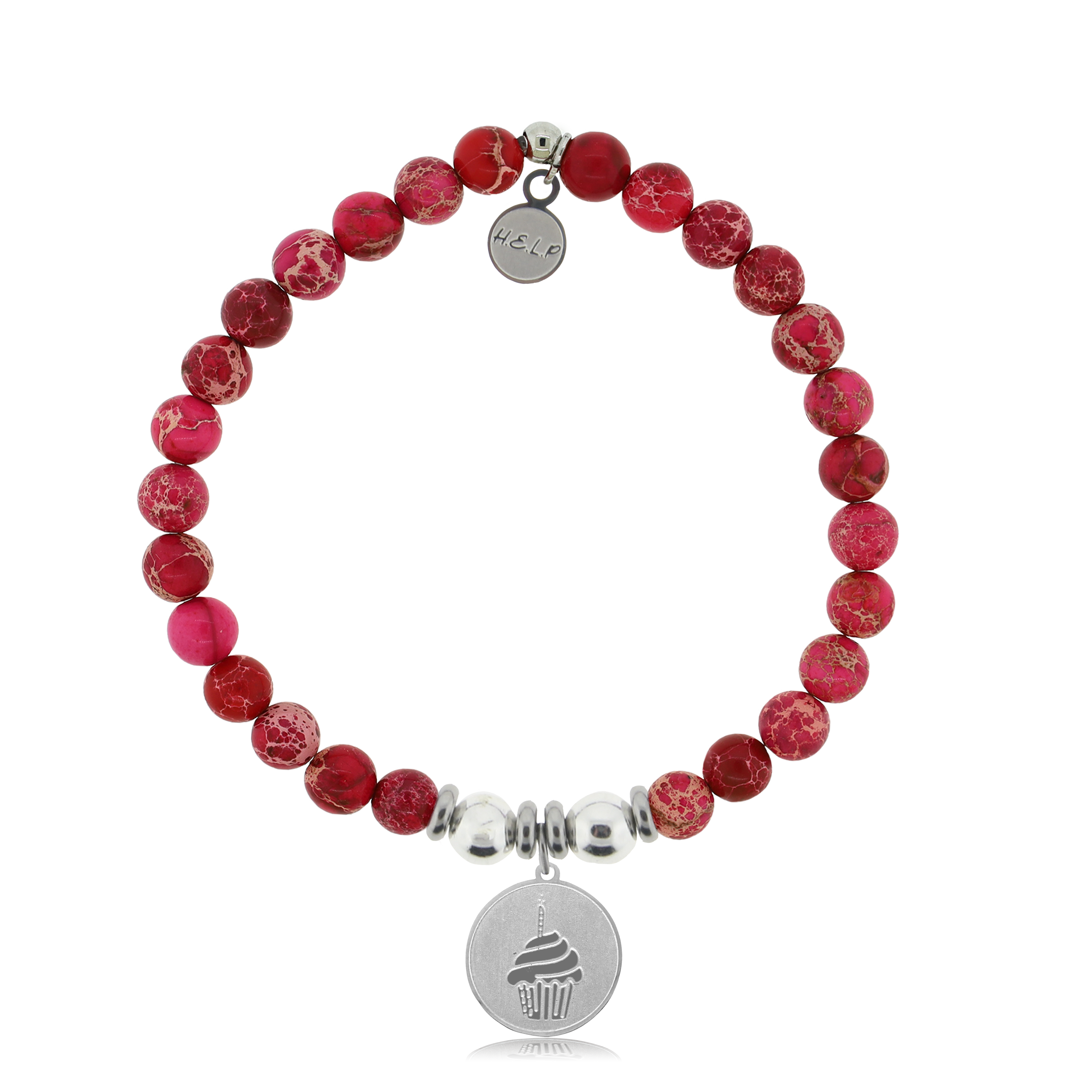 HELP by TJ Celebration Charm with Cranberry Jasper Charity Bracelet