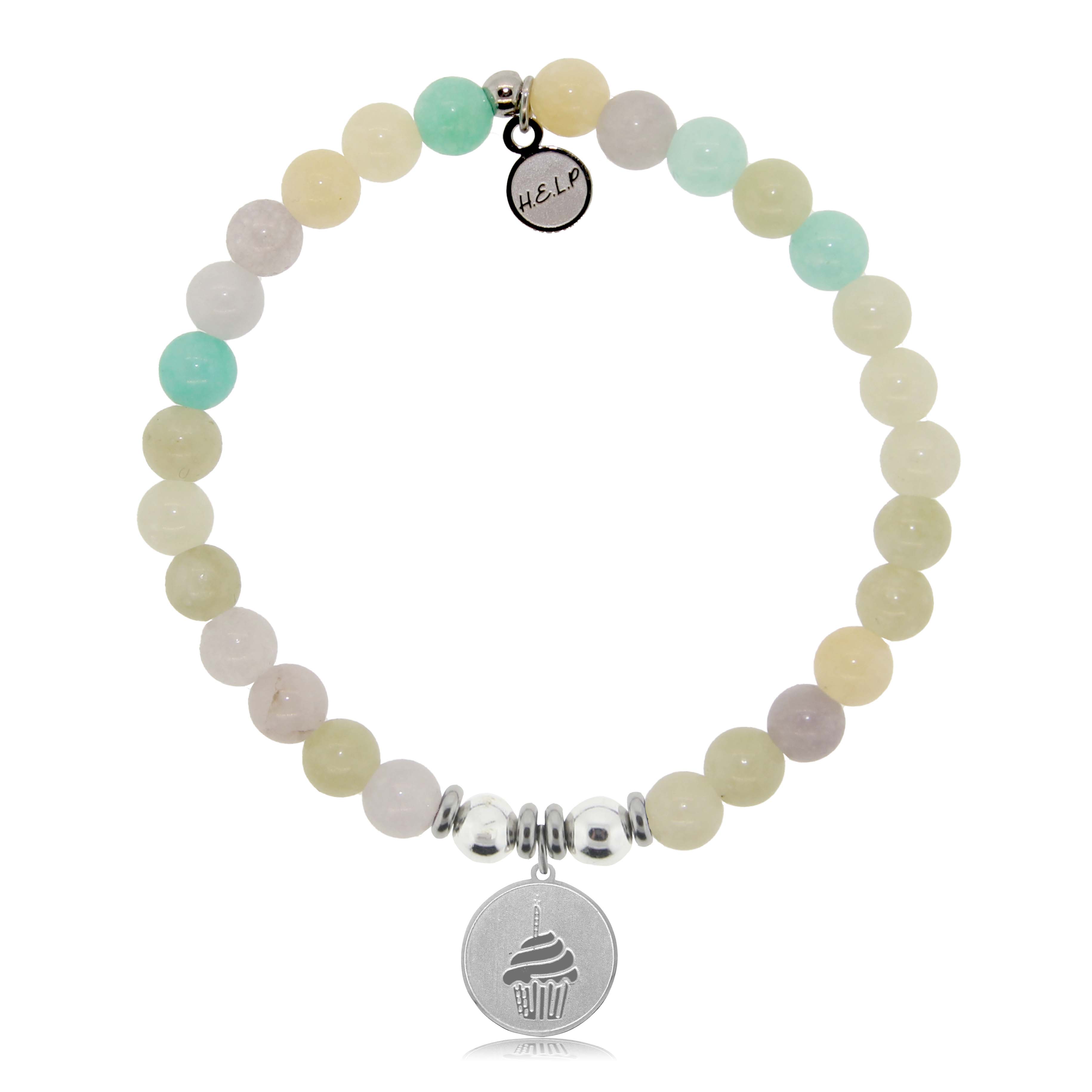 HELP by TJ Celebration Charm with Green Yellow Jade Charity Bracelet