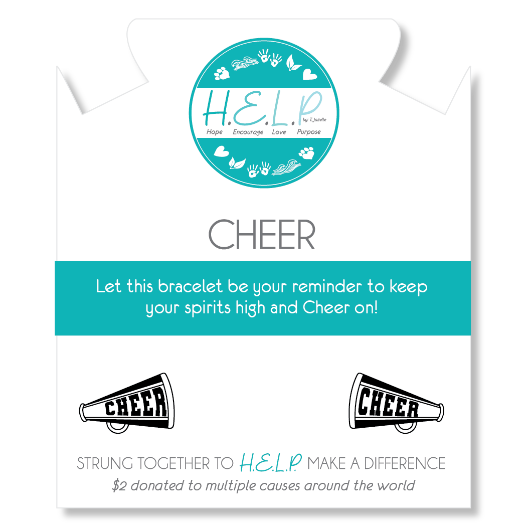 HELP by TJ Cheer Charm with Aqua Cats Eye Charity Bracelet