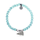 HELP by TJ Cheer Charm with Aqua Cats Eye Charity Bracelet