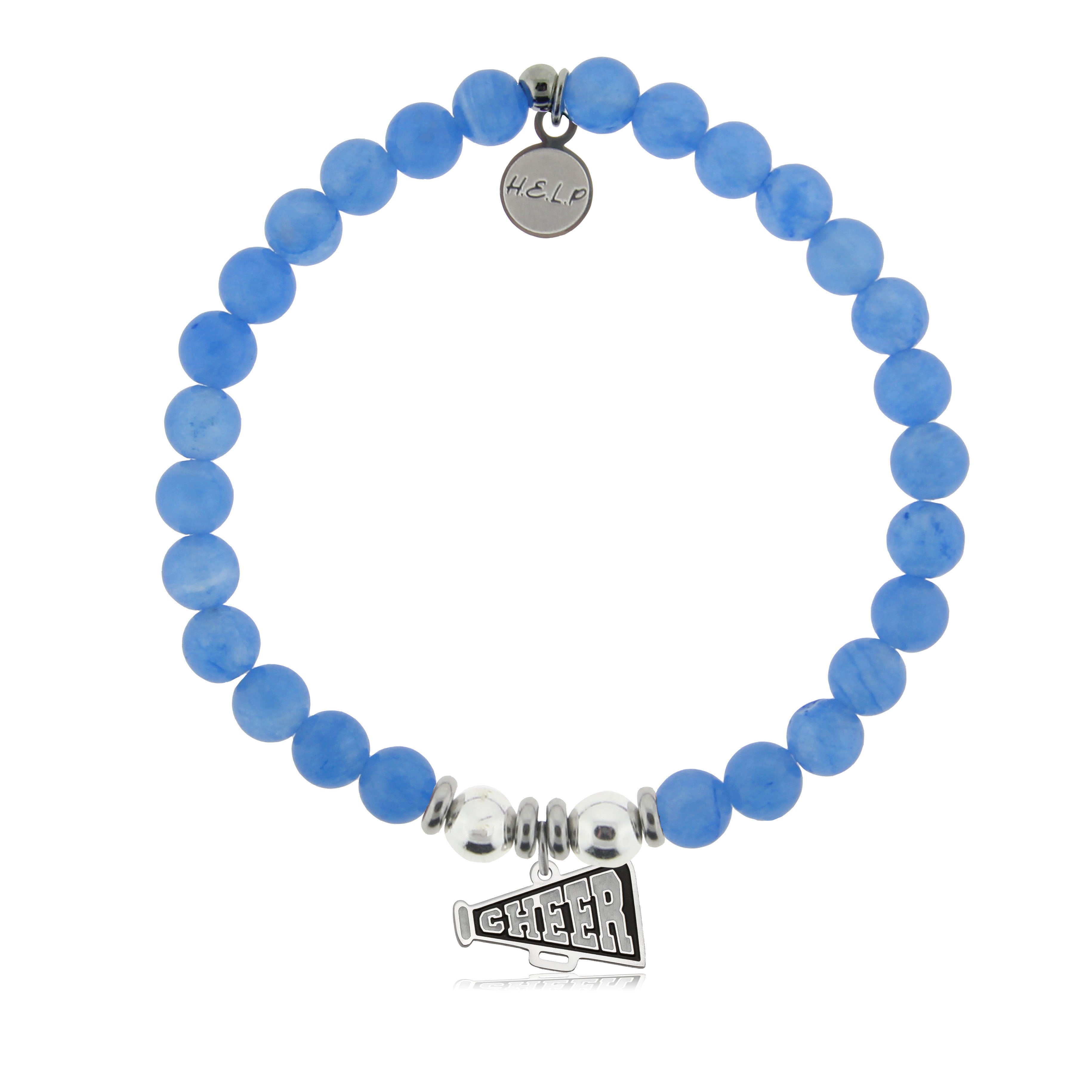 HELP by TJ Cheer Charm with Azure Blue Jade Charity Bracelet