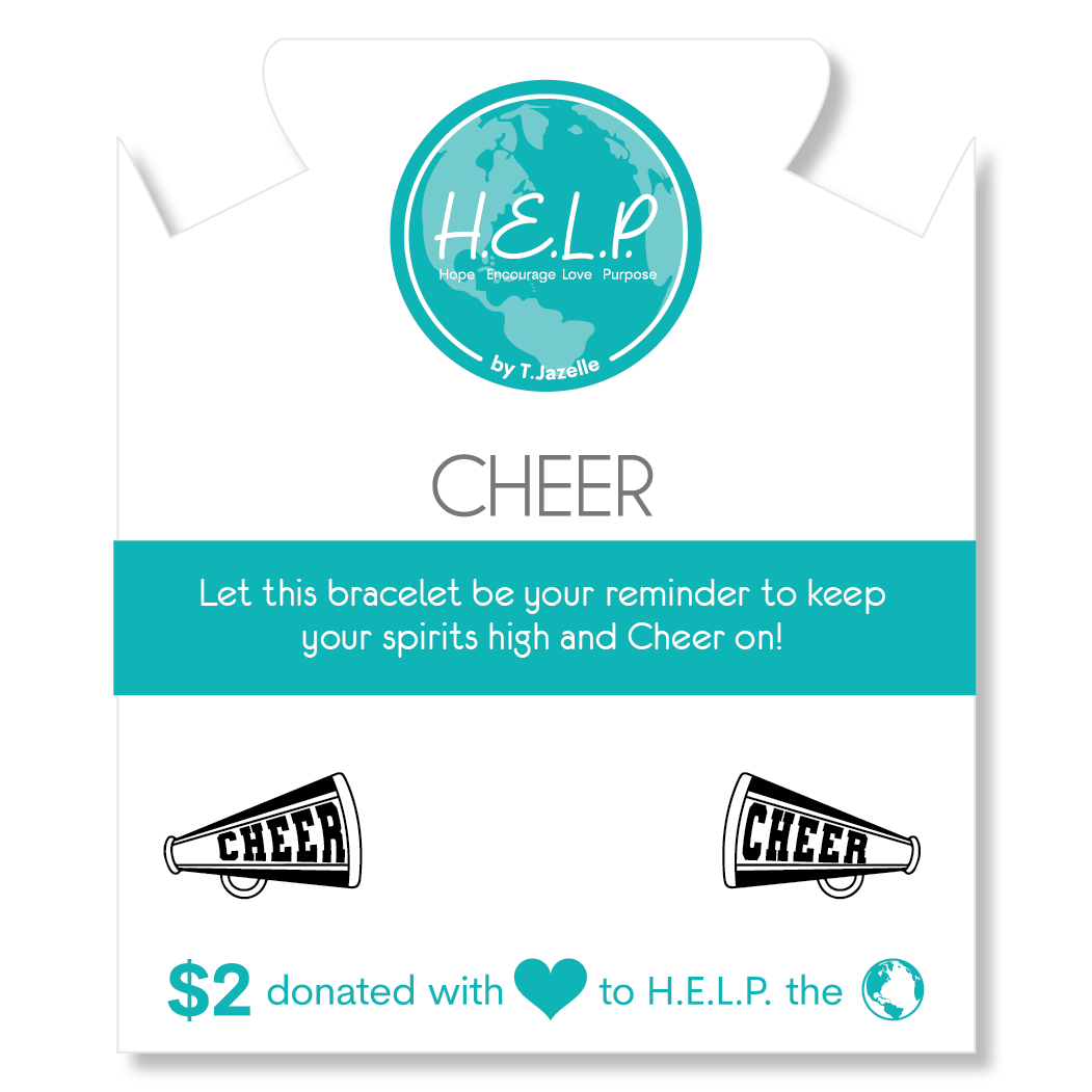 HELP by TJ Cheer Charm with Blue Opal Jade Charity Bracelet