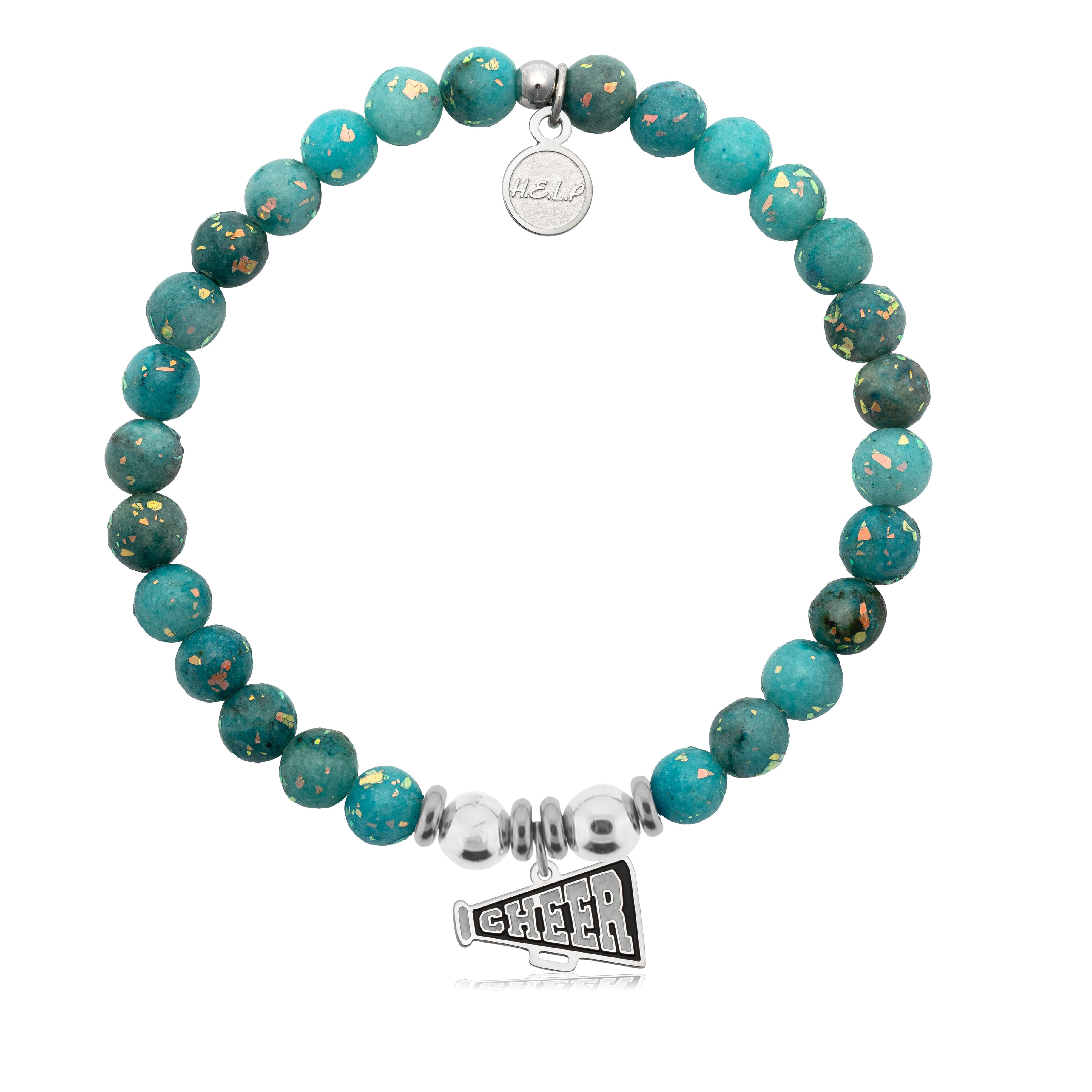 HELP by TJ Cheer Charm with Blue Opal Jade Charity Bracelet