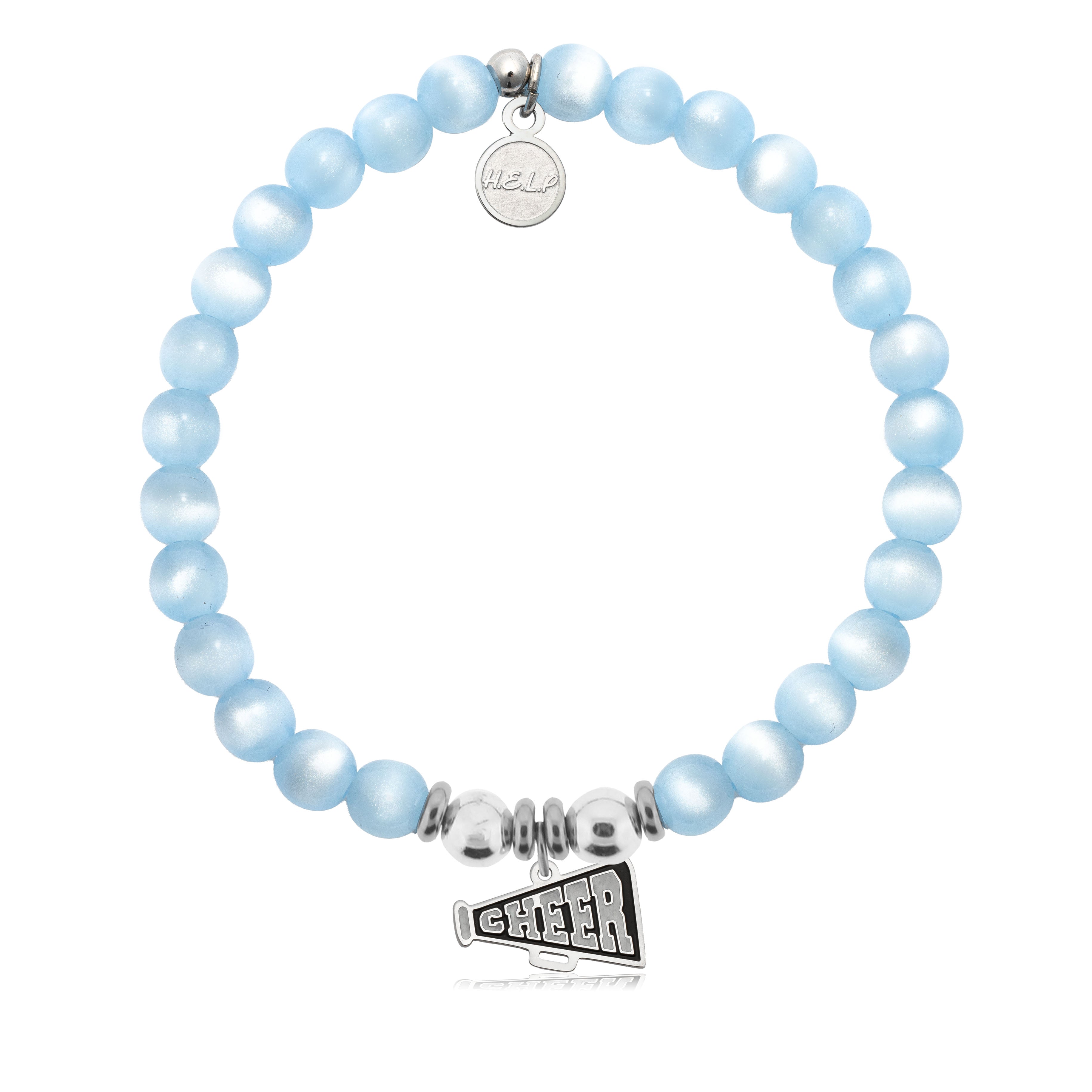 HELP by TJ Cheer Charm with Blue Selenite Charity Bracelet