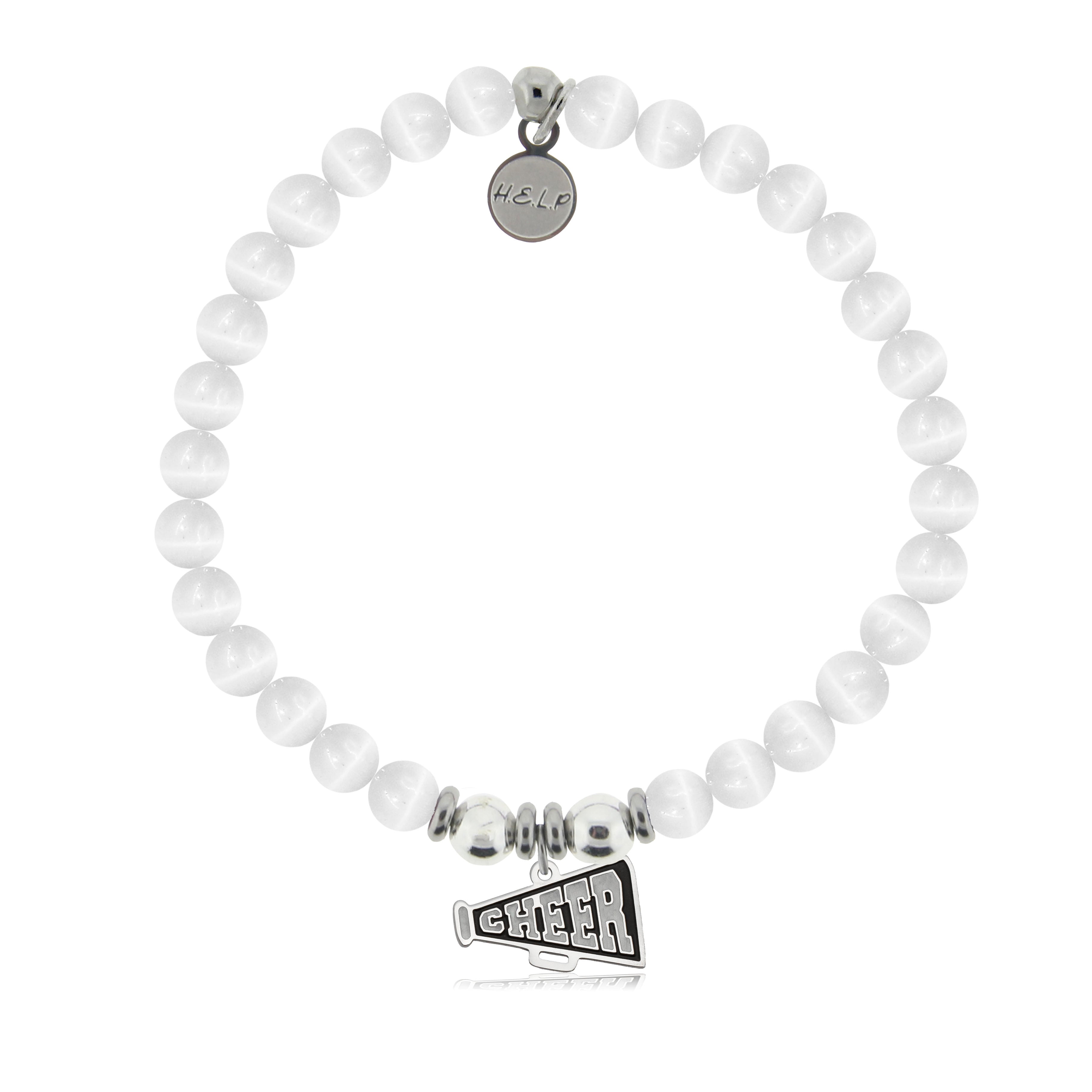 HELP by TJ Cheer Charm with White Cats Eye Charity Bracelet