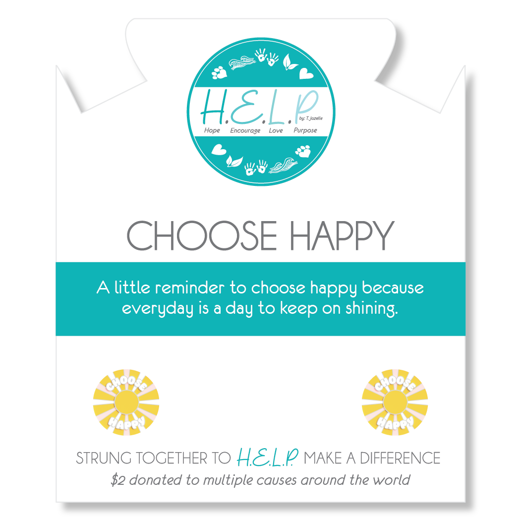 HELP by TJ Choose Happy Charm with Aqua Cats Eye Charity Bracelet